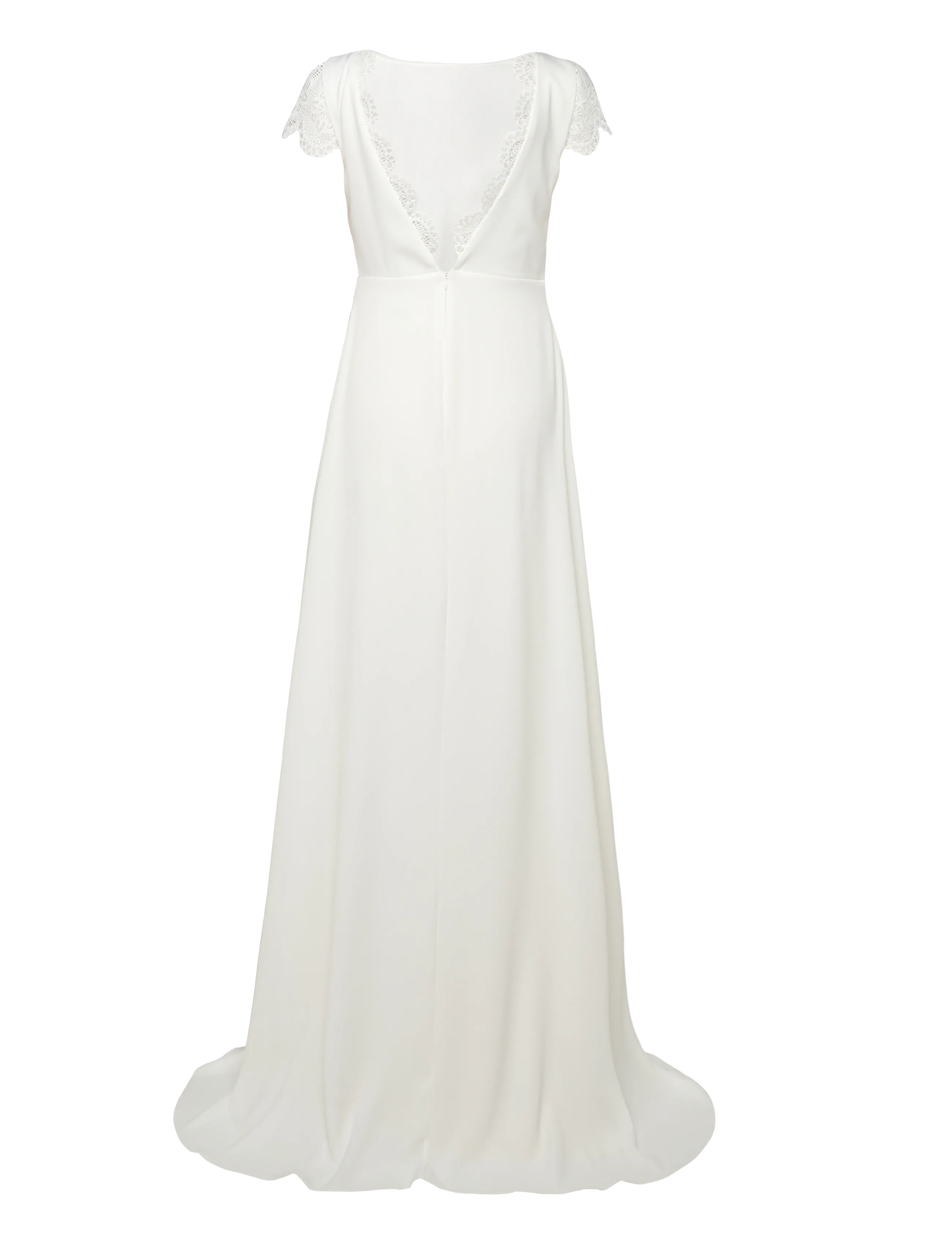 Malina - Blanca Cap Sleeve Lace Trimmed Gown - pitskleidid - ivory - 2