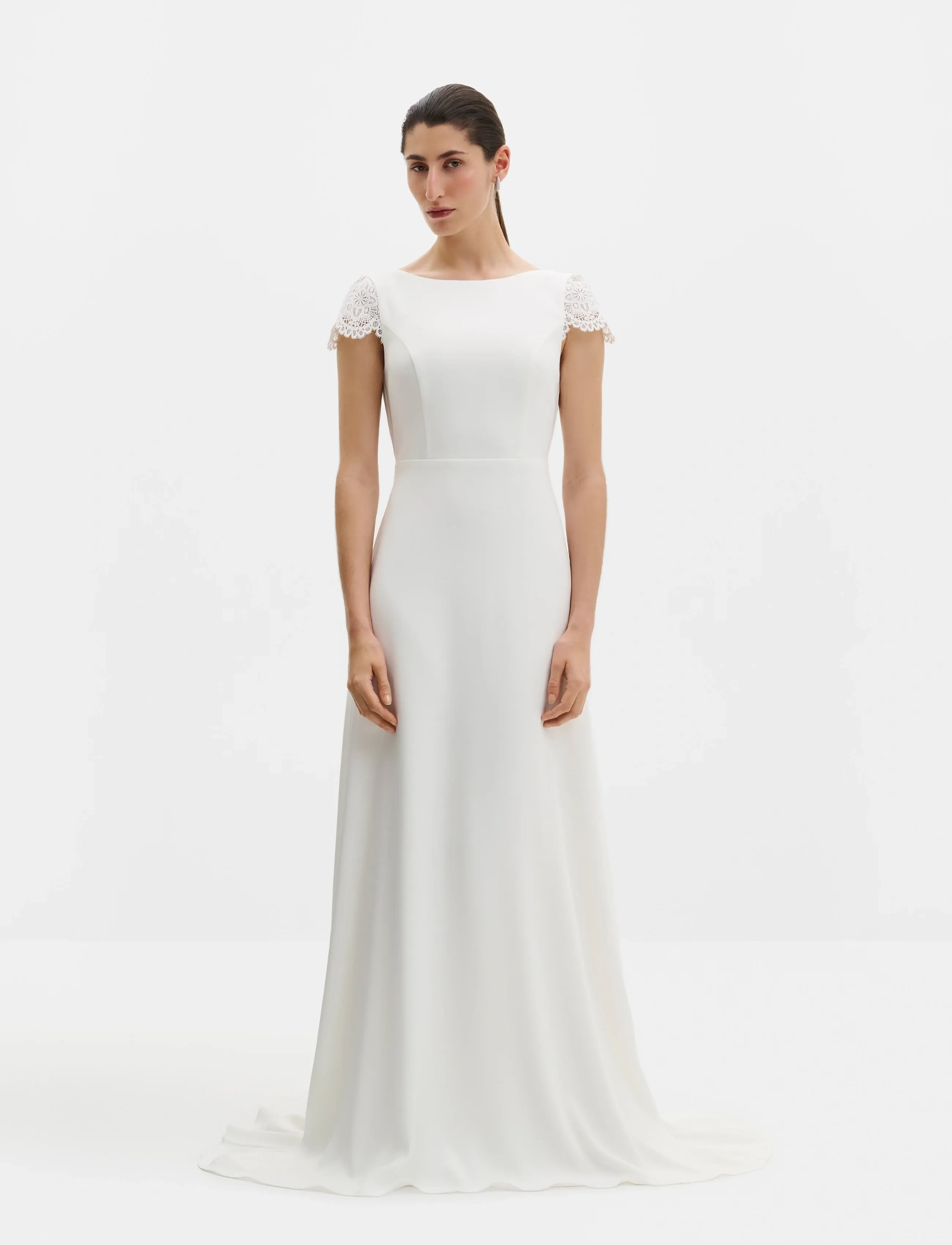 Malina Blanca Cap Sleeve Lace Trimmed Gown -  - undefined / undefined