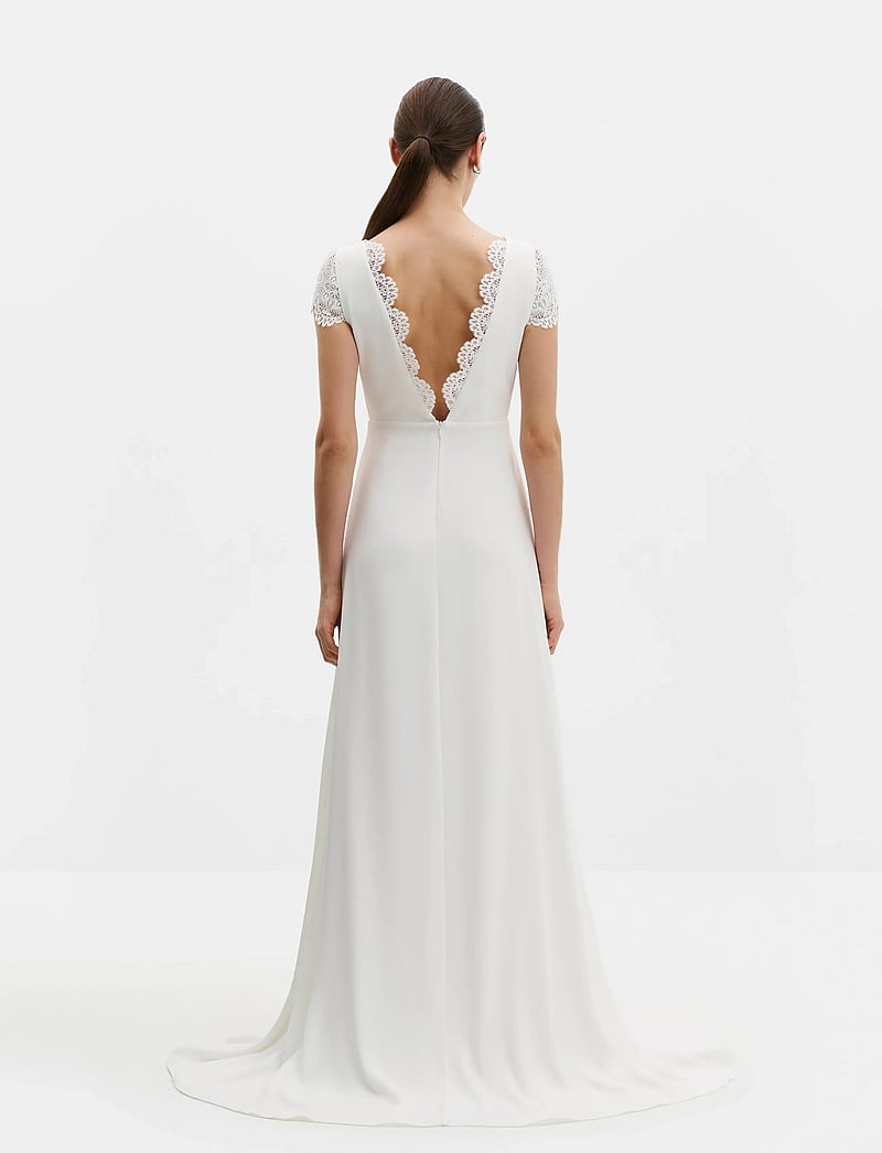Malina - Blanca Cap Sleeve Lace Trimmed Gown - maxi sukienki - ivory - 3