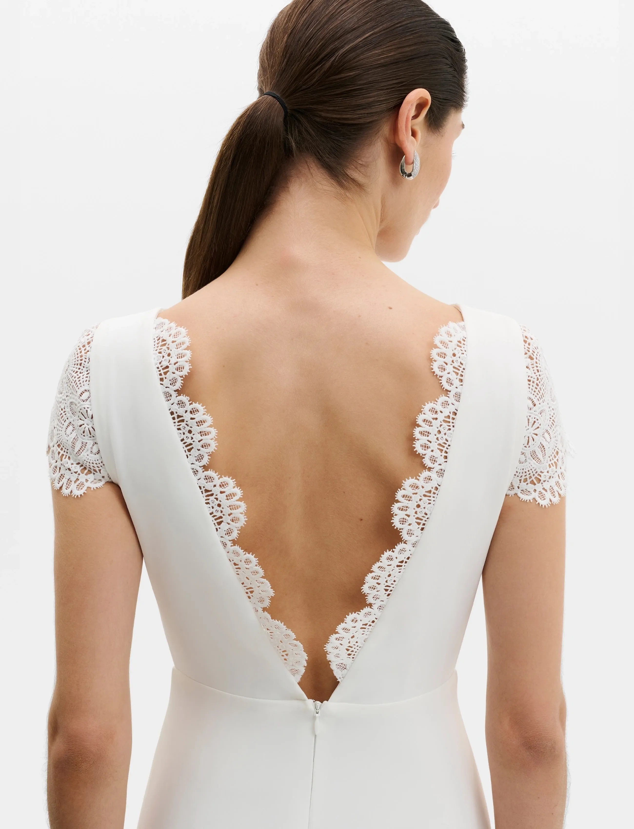 Malina - Blanca Cap Sleeve Lace Trimmed Gown - pitskleidid - ivory - 4