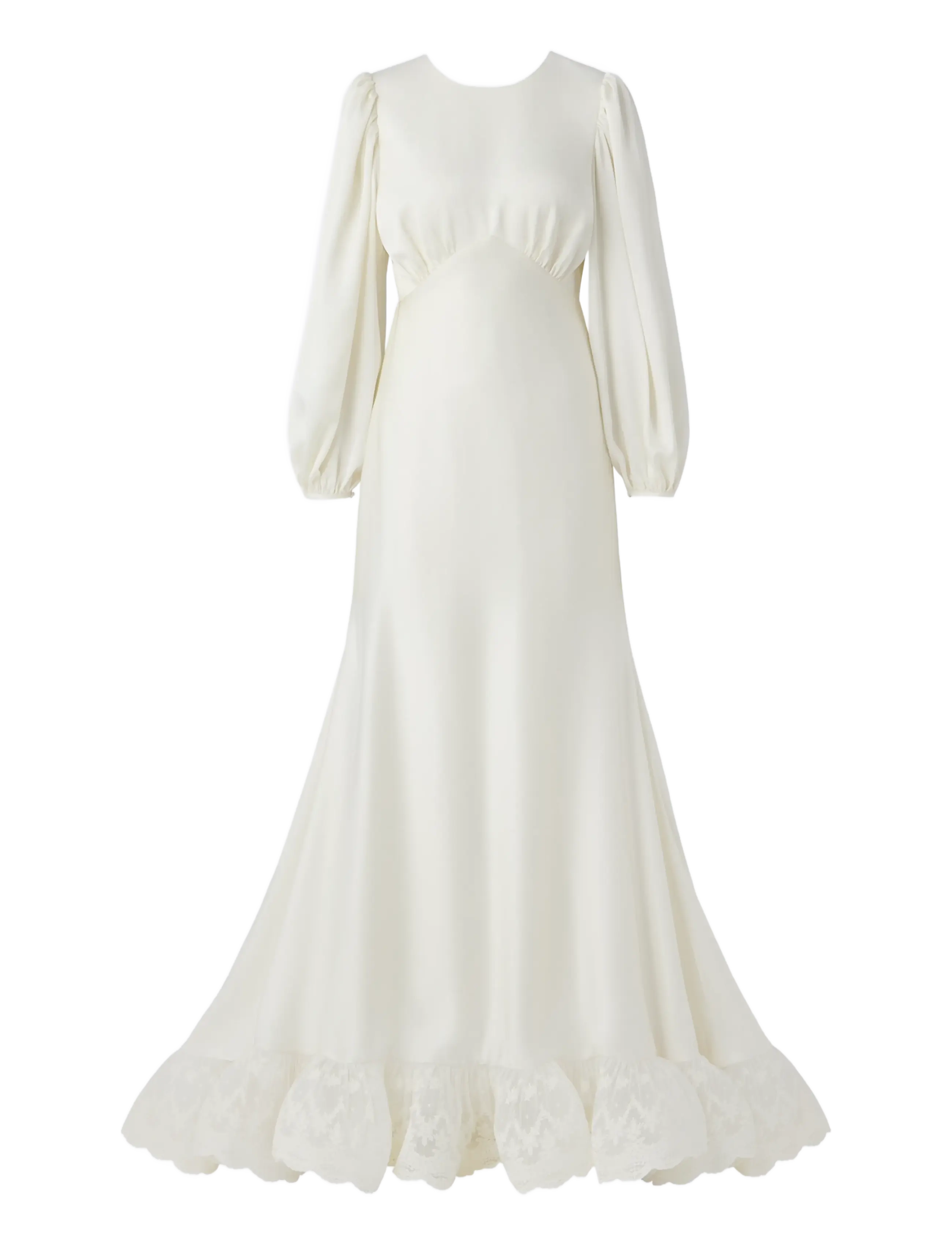Malina - Emily Long Sleeve Lace Ruffled Gown - lace dresses - cream - 1