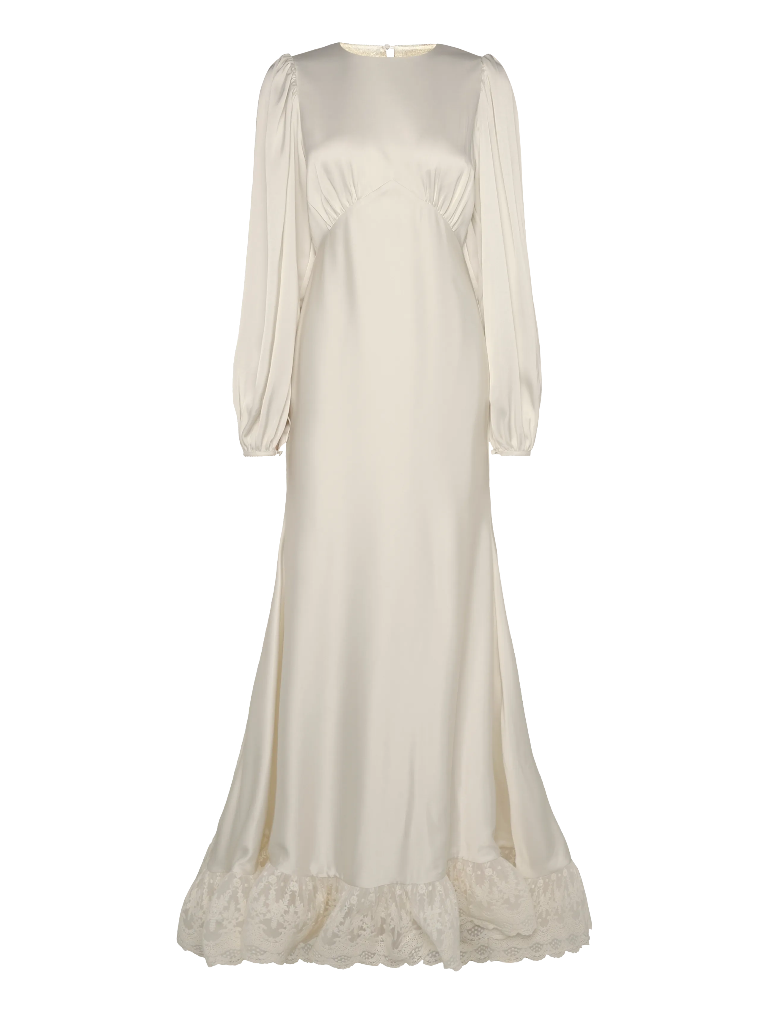 Malina - Emily Long Sleeve Lace Ruffled Gown - pitskleidid - cream - 1