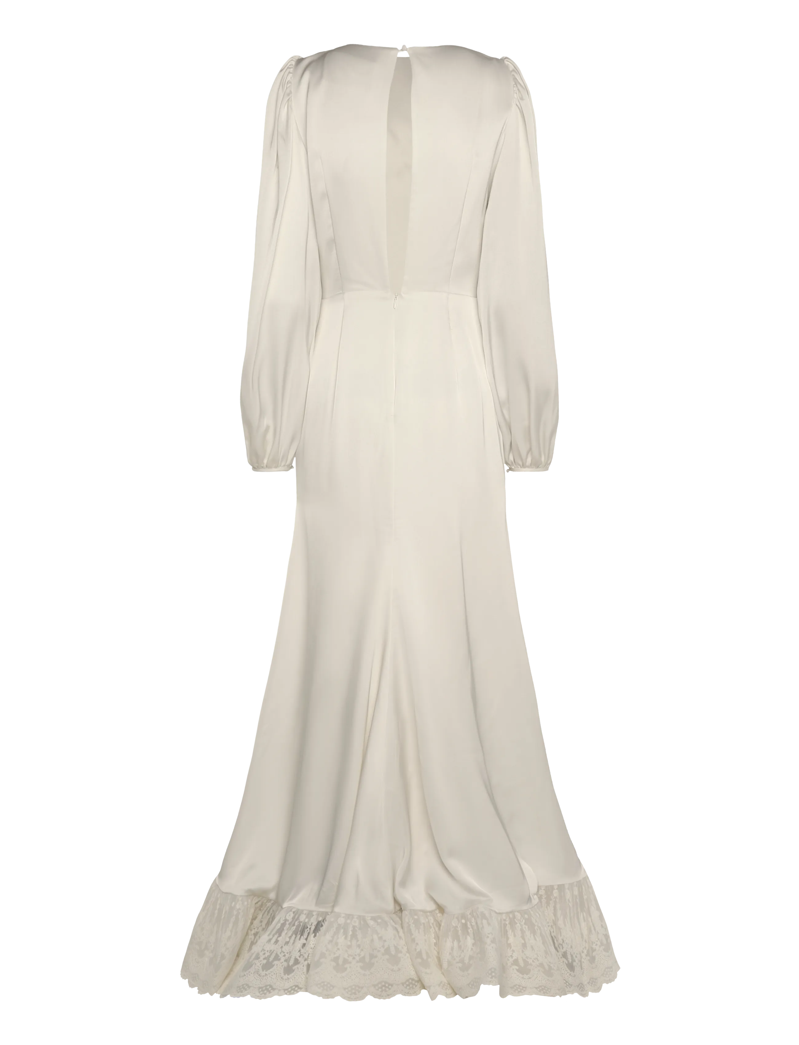 Malina - Emily Long Sleeve Lace Ruffled Gown - pitskleidid - cream - 2