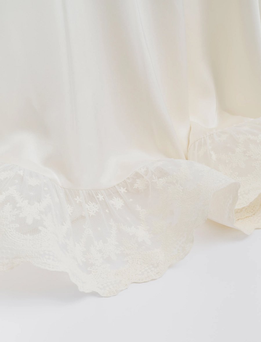 Malina - Emily Long Sleeve Lace Ruffled Gown - spitzenkleider - cream - 4