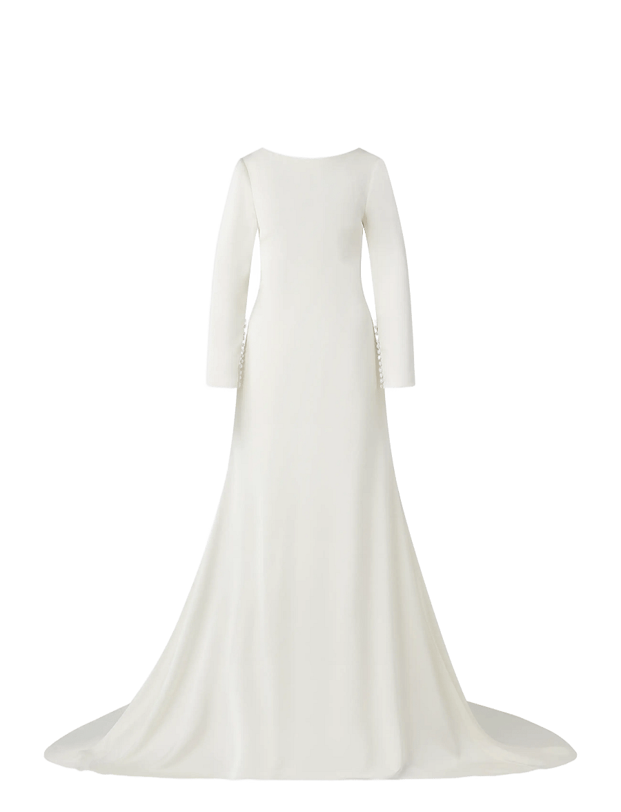 Malina - Hermine Long Sleeved Cowl Back Gown - cream - 1