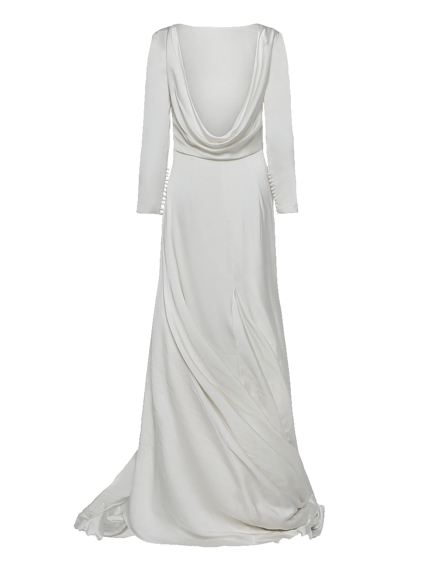 Malina - Hermine Long Sleeved Cowl Back Gown - aftonklänningar - cream - 2