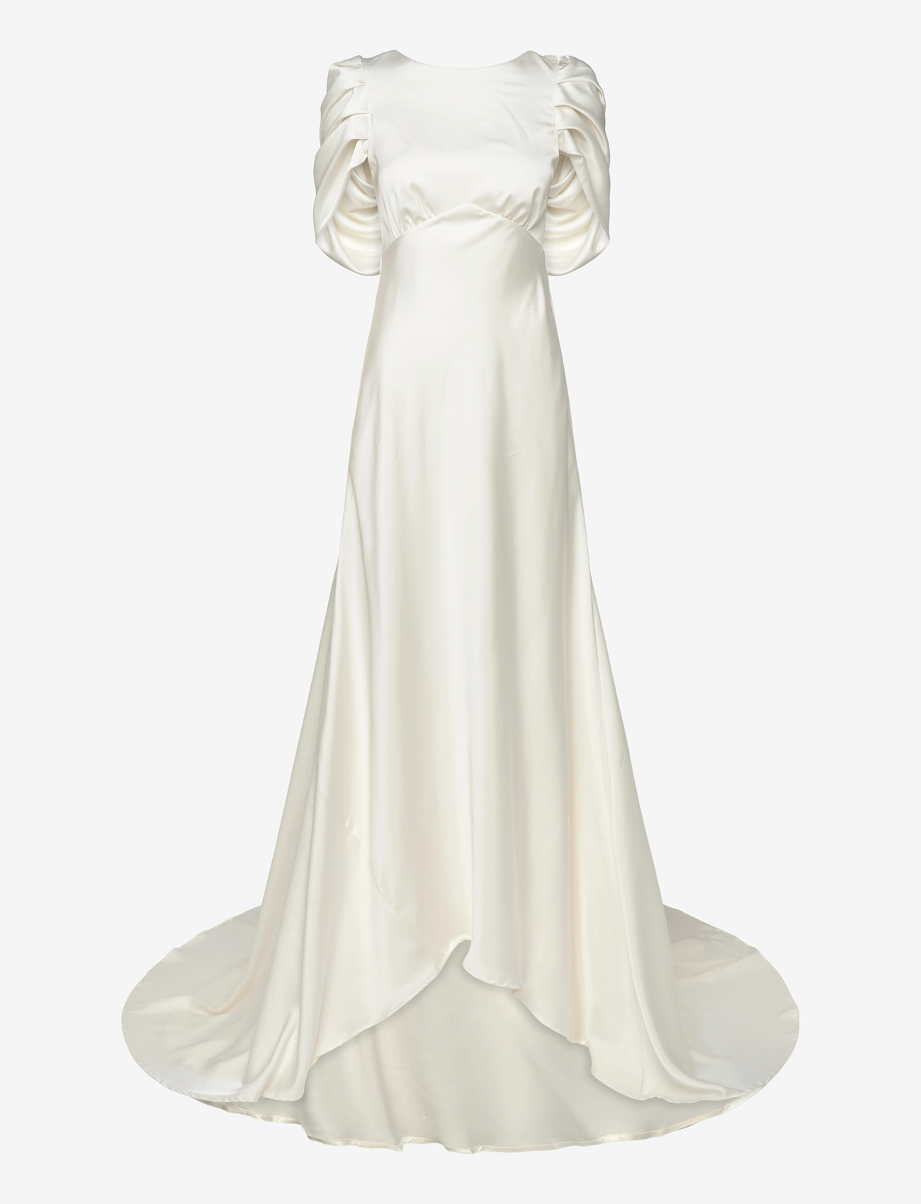 Malina - Louise Draped Back Satin Gown - evening dresses - cream - 1