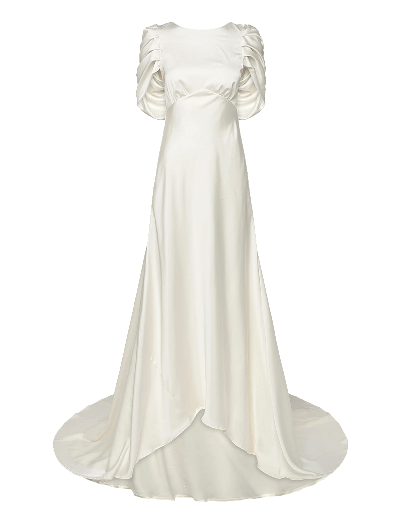 Malina - Louise Draped Back Satin Gown - evening dresses - cream - 1