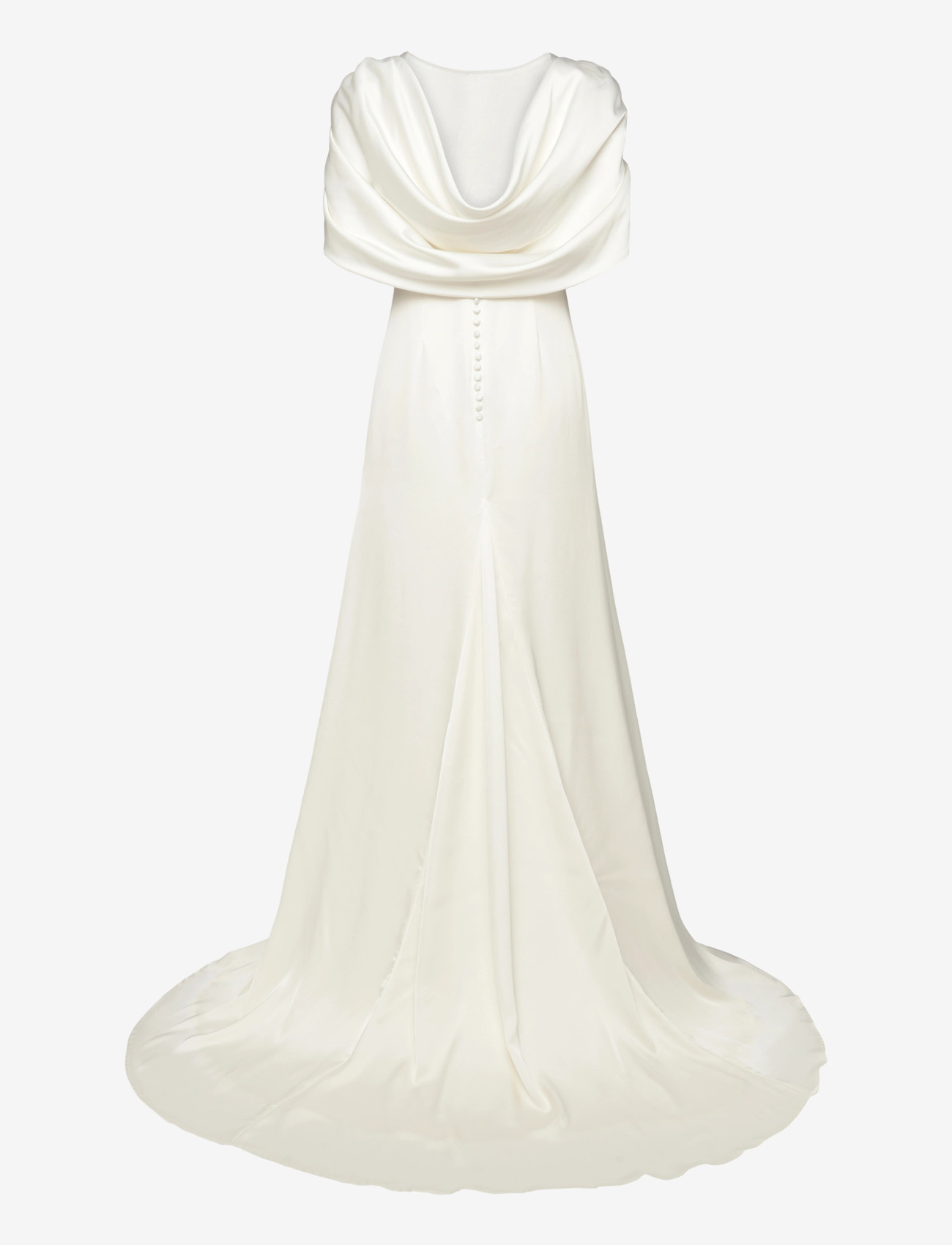 Malina - Louise Draped Back Satin Gown - evening dresses - cream - 2