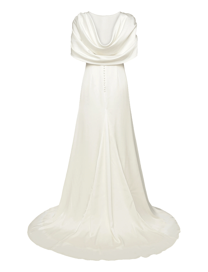 Malina - Louise Draped Back Satin Gown - evening dresses - cream - 2