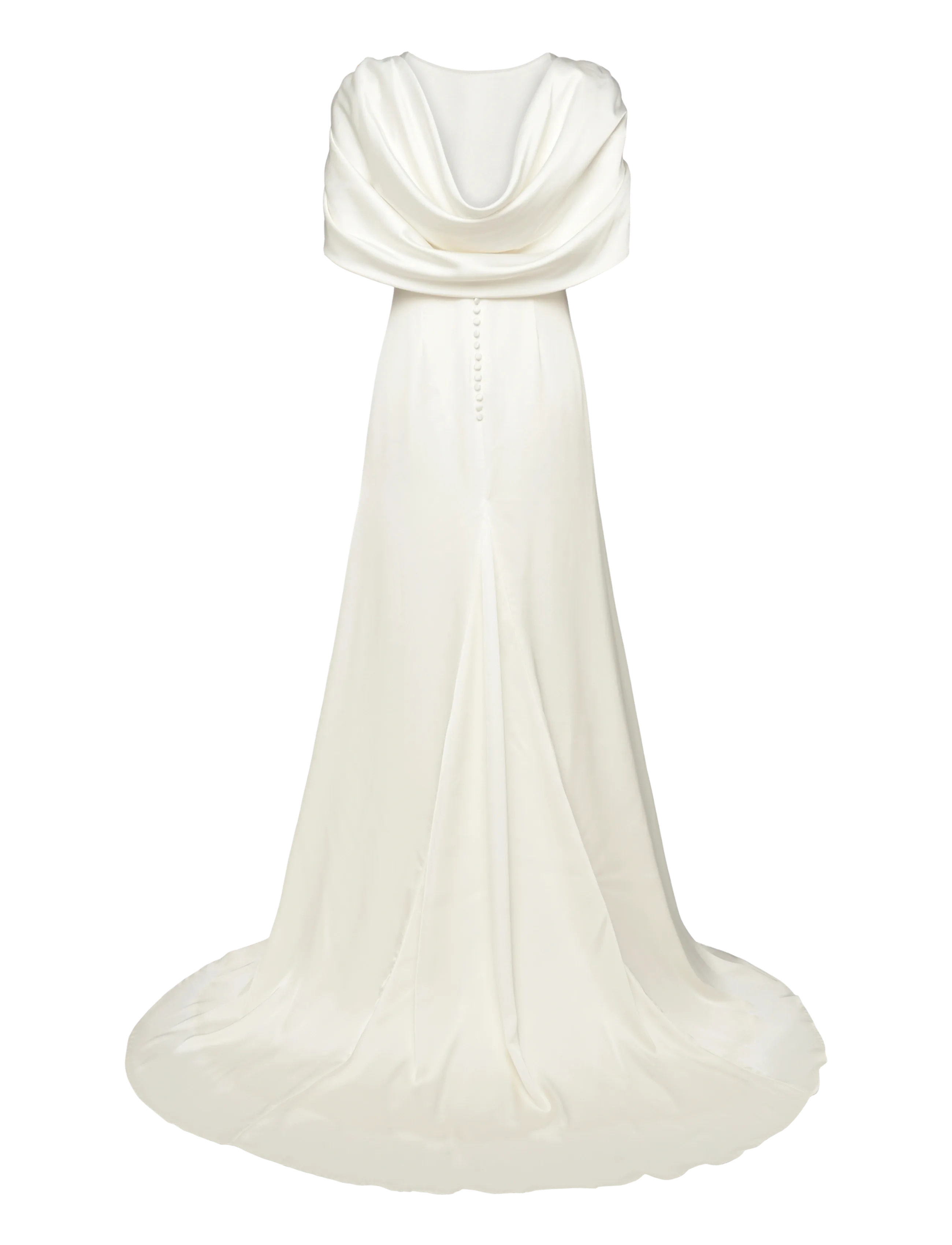 Malina - Louise Draped Back Satin Gown - aftenkjoler - cream - 2