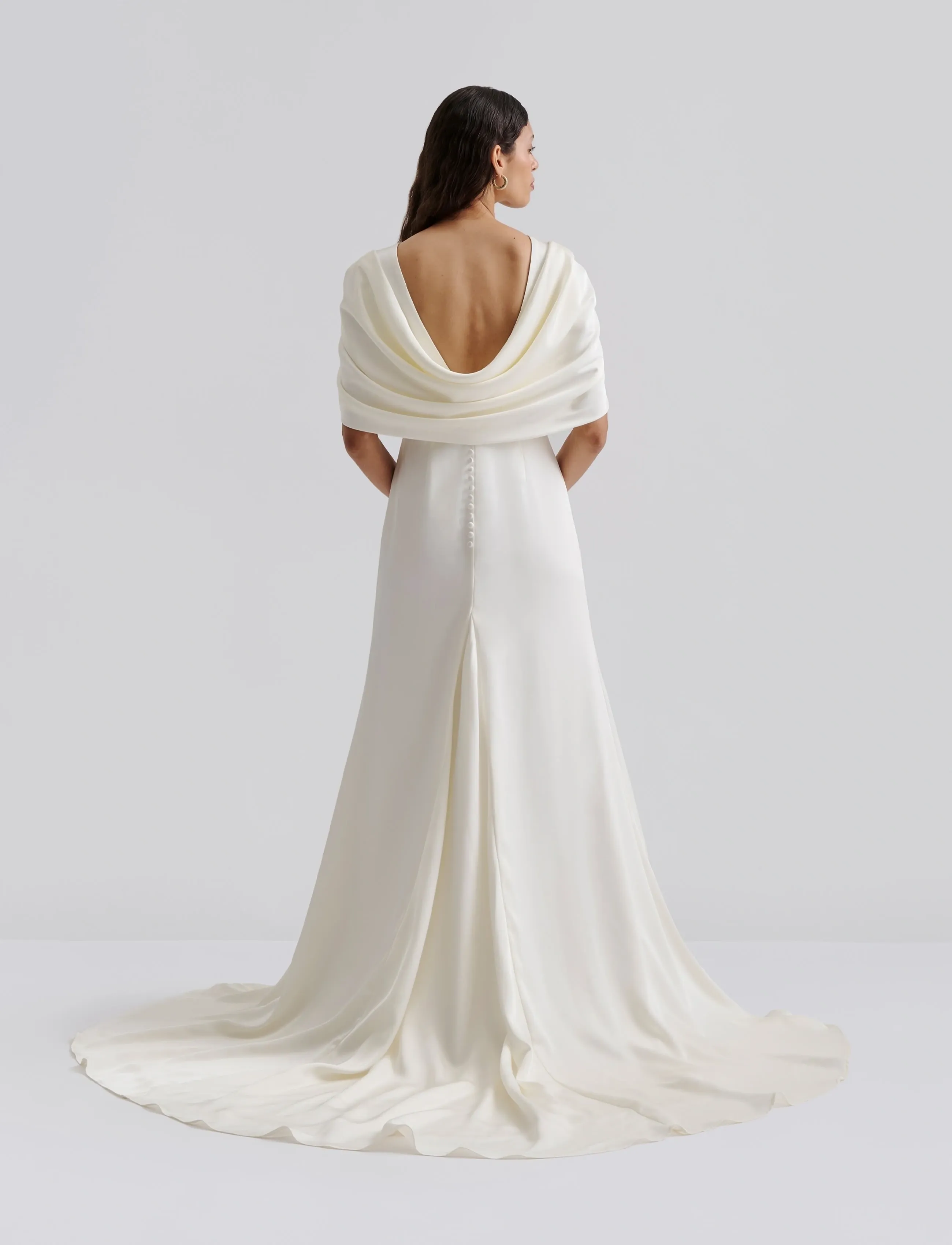 Louise Draped Back Satin Gown 2