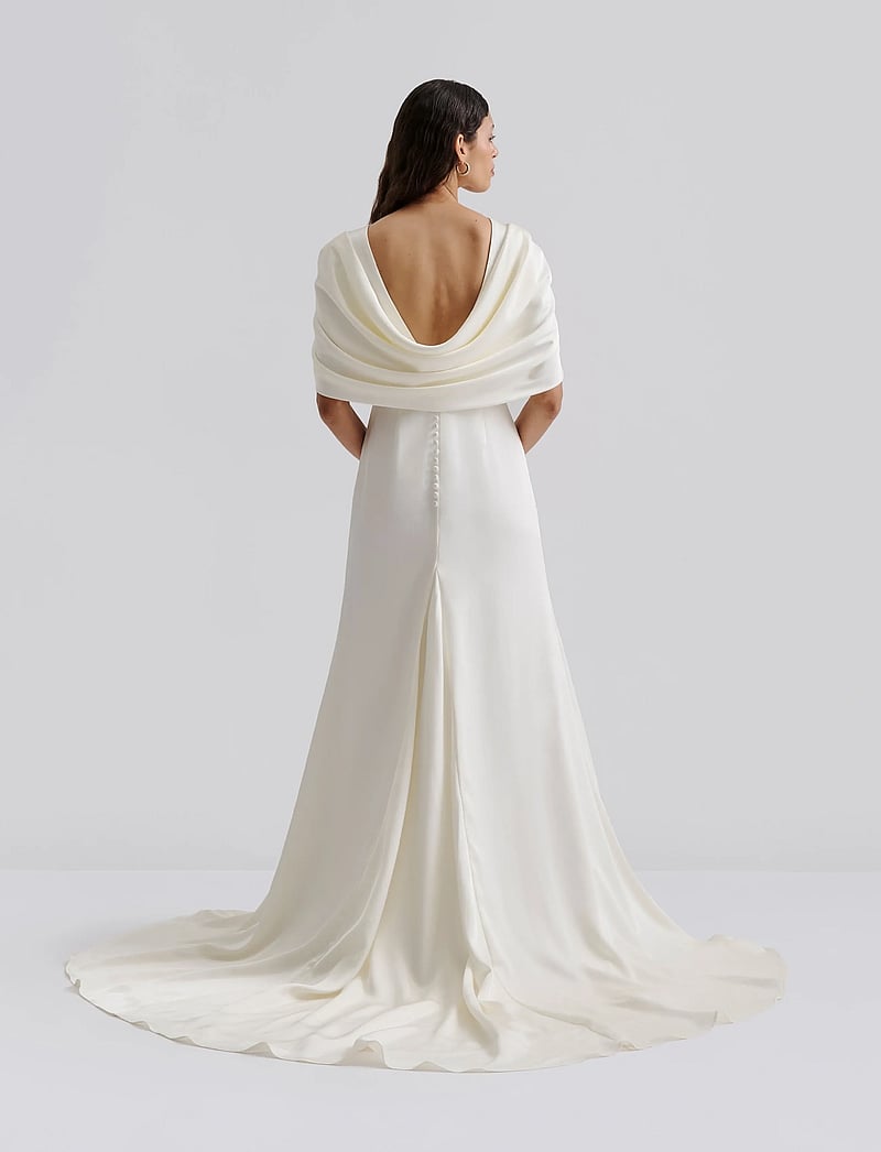 Malina - Louise Draped Back Satin Gown - evening dresses - cream - 3