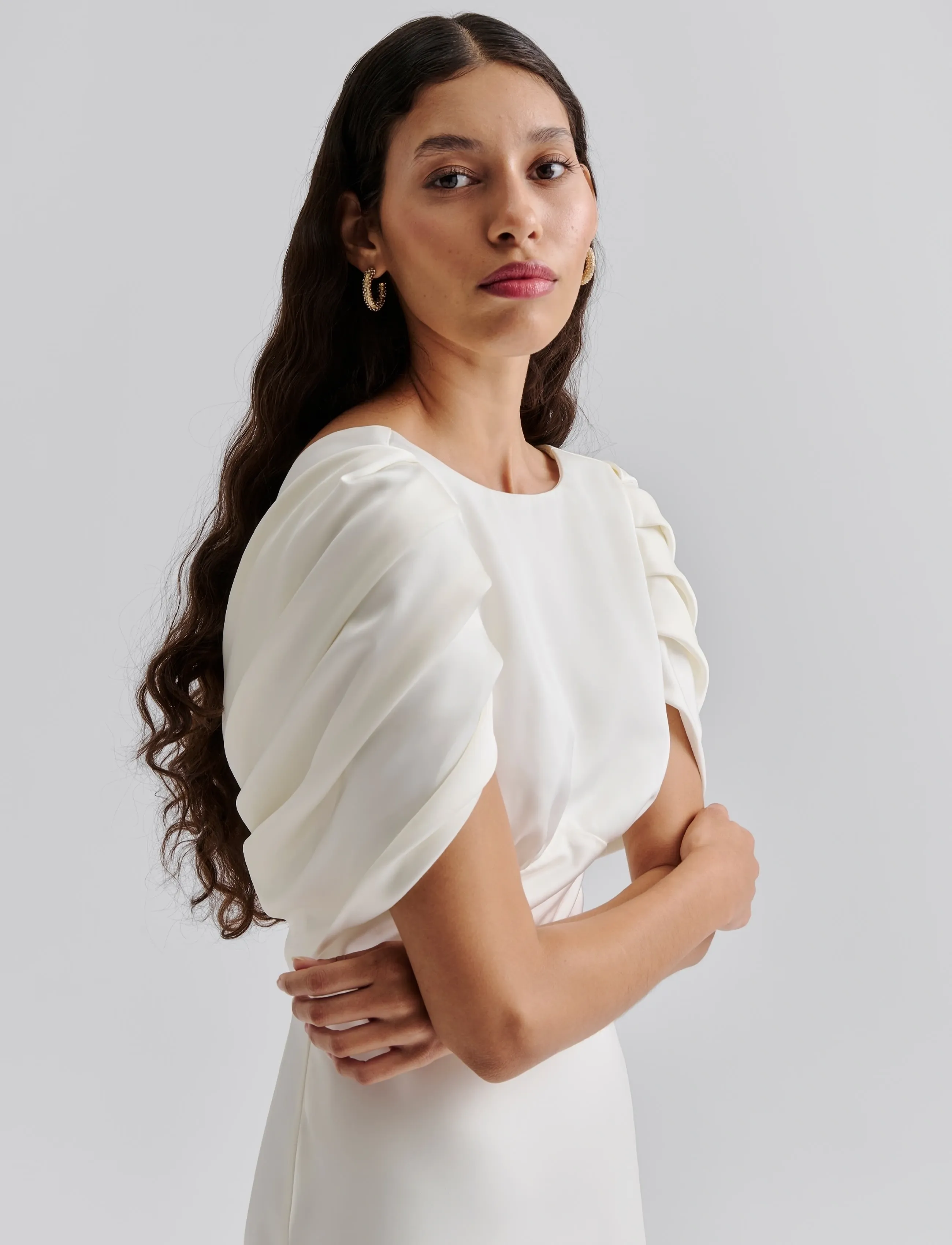 Louise Draped Back Satin Gown 3