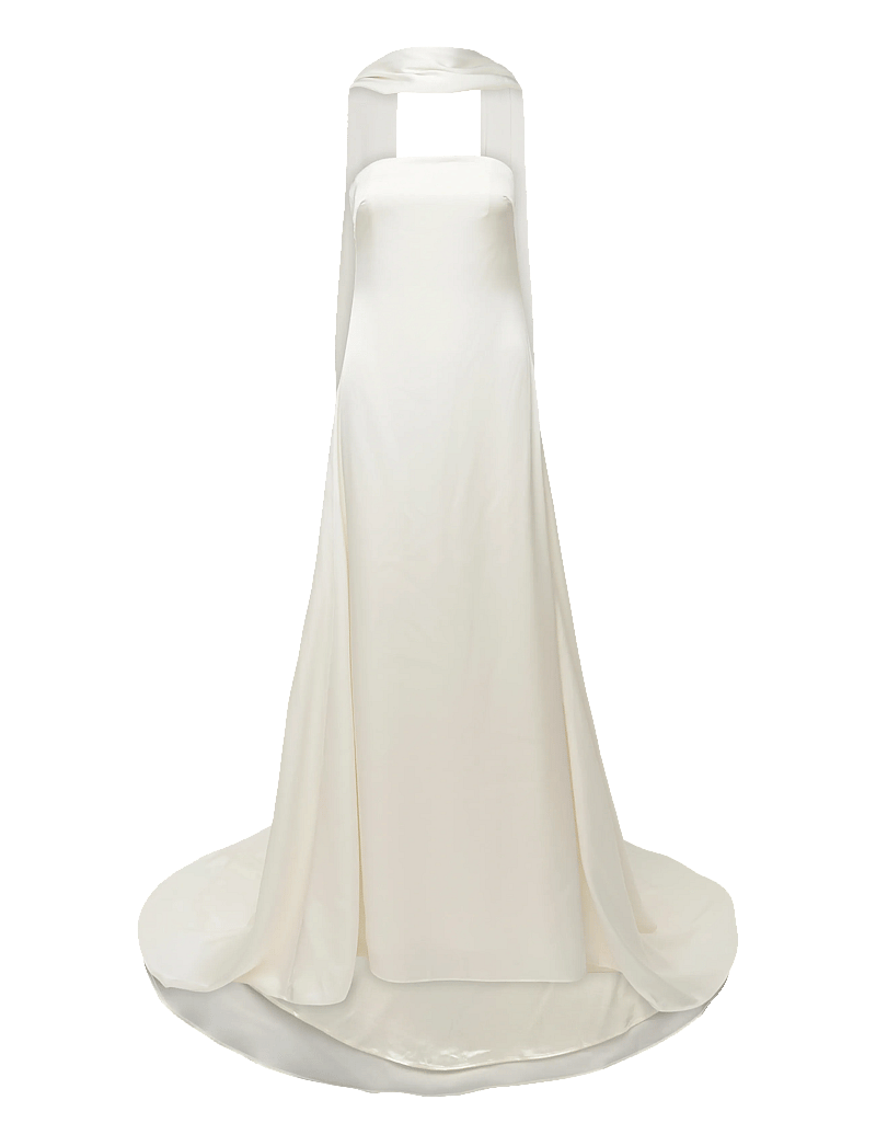 Malina - Zelda Strapless Neck Scarf Gown - evening dresses - cream - 1