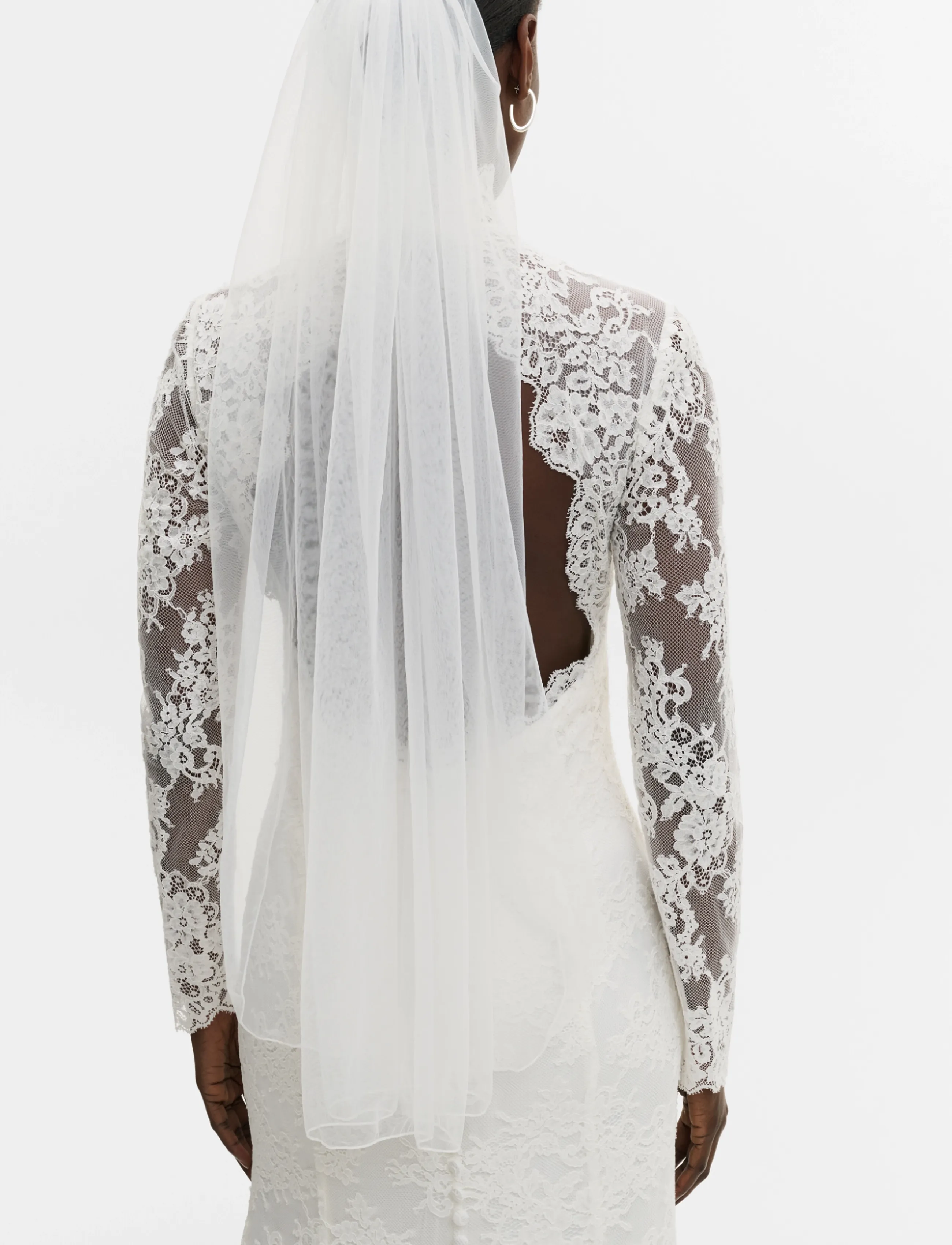 Malina - Sky Mist Mid-Length Soft Tulle Veil - bröllopsklänningar - ivory - 3