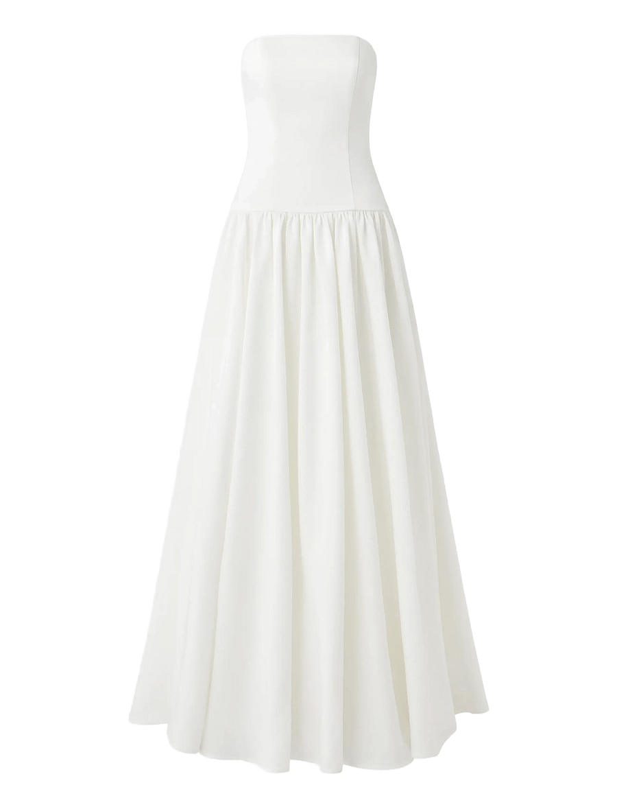 Malina - Audrey Strapless Neck Scarf Drop Waist Gown - ivory - 1