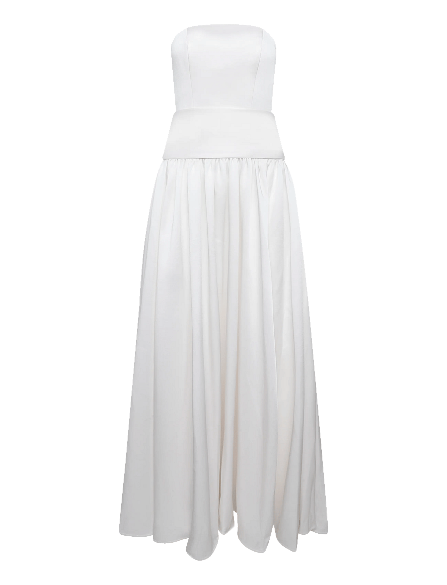 Malina - Audrey Strapless Neck Scarf Drop Waist Gown - robes de soirée - ivory - 1