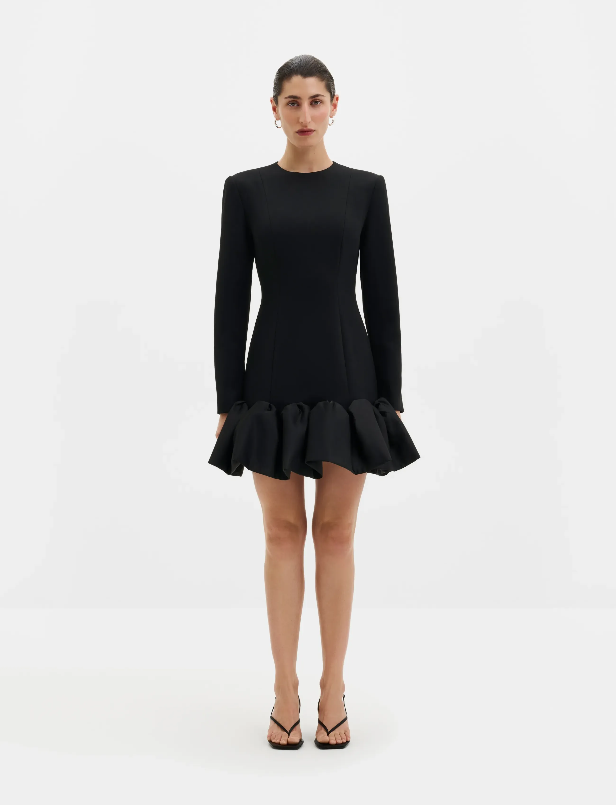 Malina Miki Frill Hemmed Mini Dress - Kleider - BLACK / black