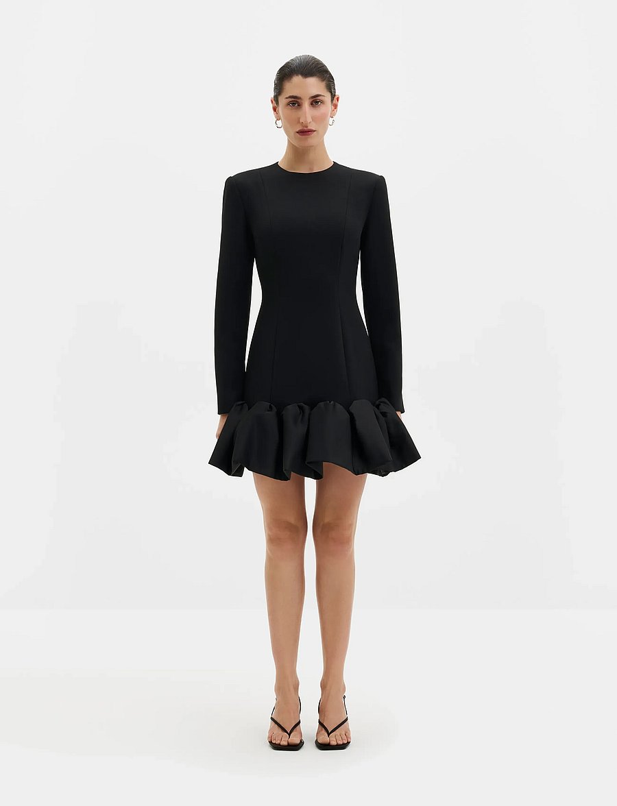 Malina - Miki Frill Hemmed Mini Dress - etuikleider - black - 0