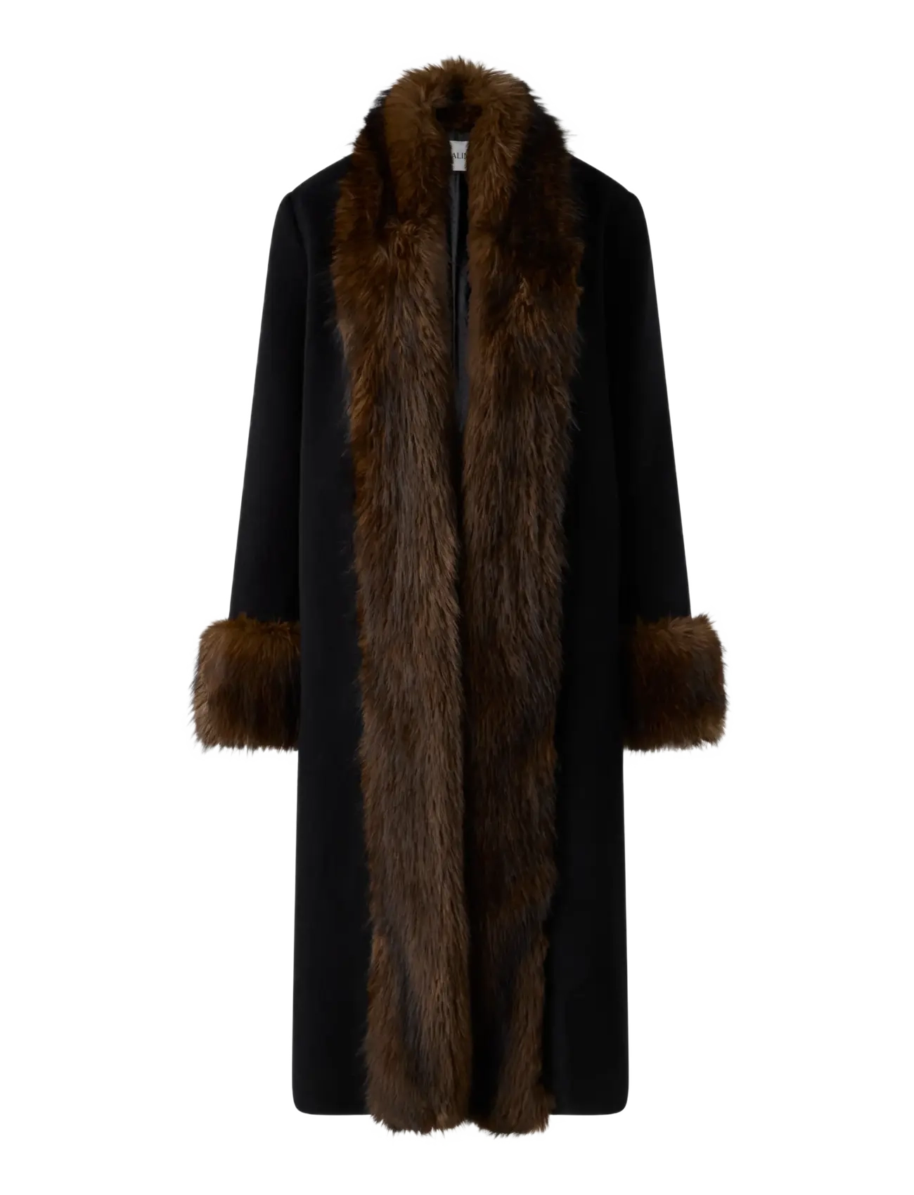 Malina - Anouk Yve Faux Fur Wool Coat - black - 1
