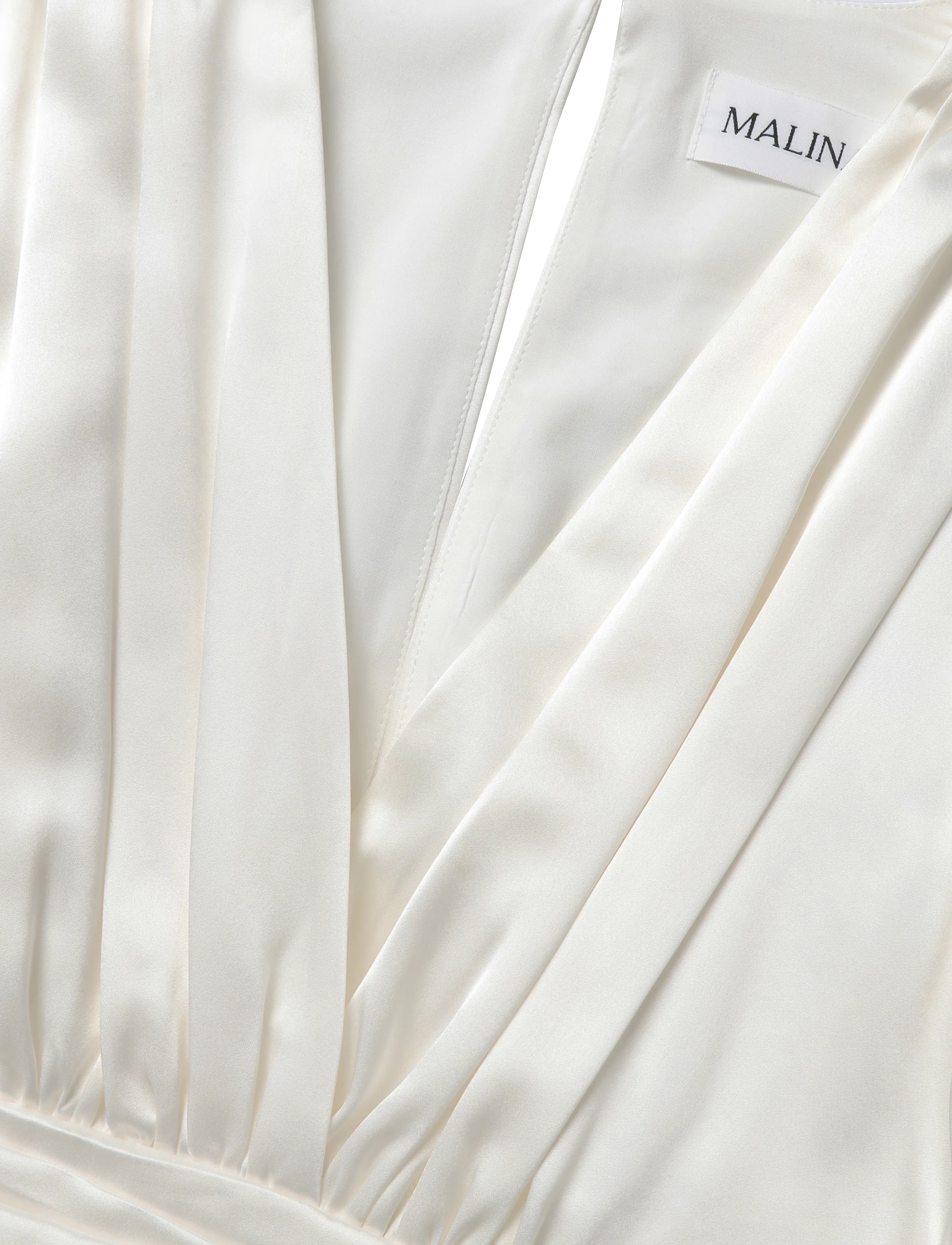 Malina - Jadie V-Neck Ruffled Satin Mini Dress - kokteilinės suknelės - cream - 4