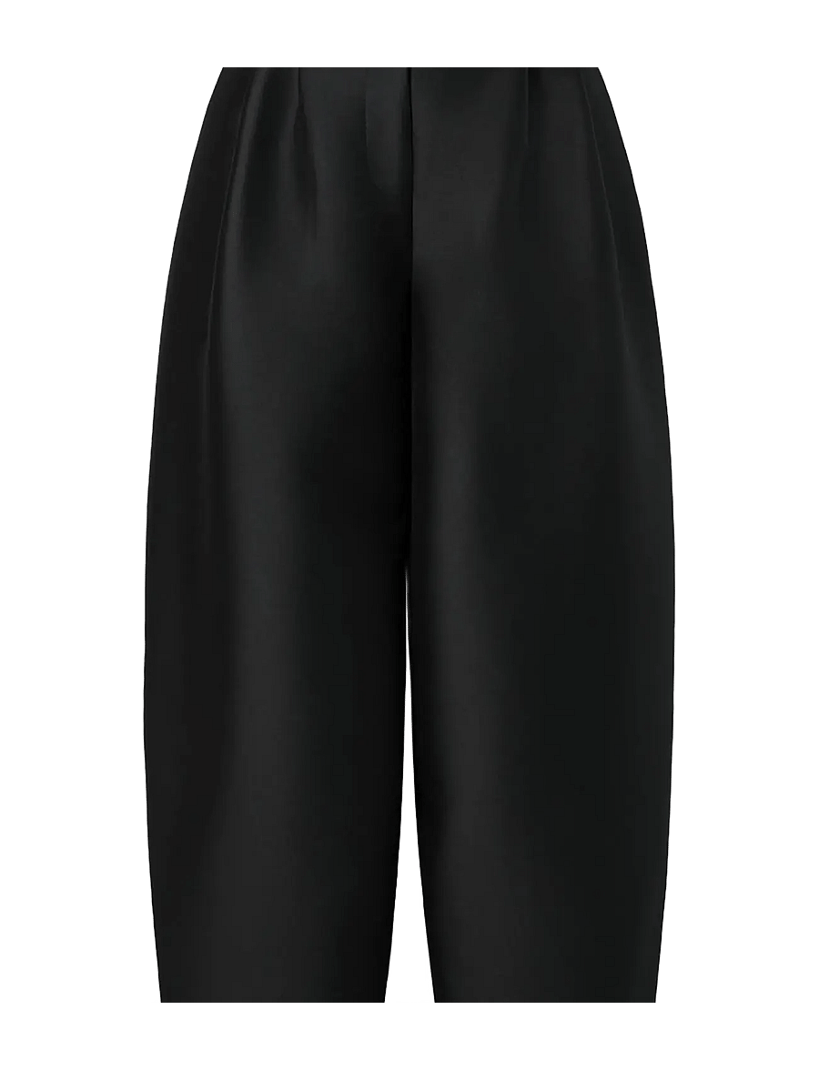 Malina - Smilla Barrel Leg Wool-Silk Trousers - barrelbyxor - black - 1