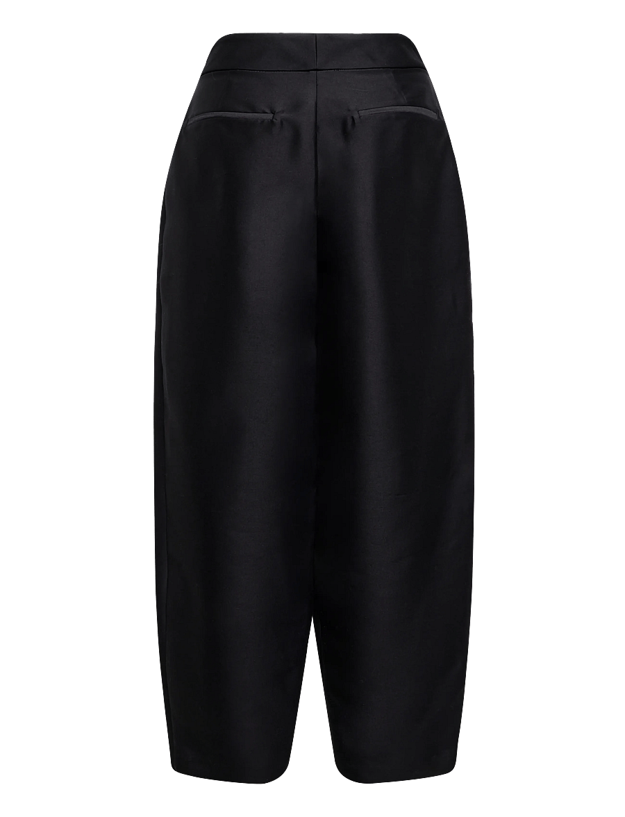 Malina - Smilla Barrel Leg Wool-Silk Trousers - barrelbyxor - black - 2