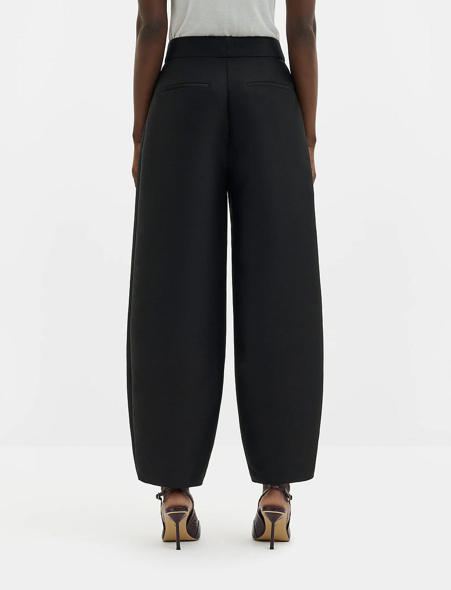 Malina - Smilla Barrel Leg Wool-Silk Trousers - barrelbyxor - black - 2