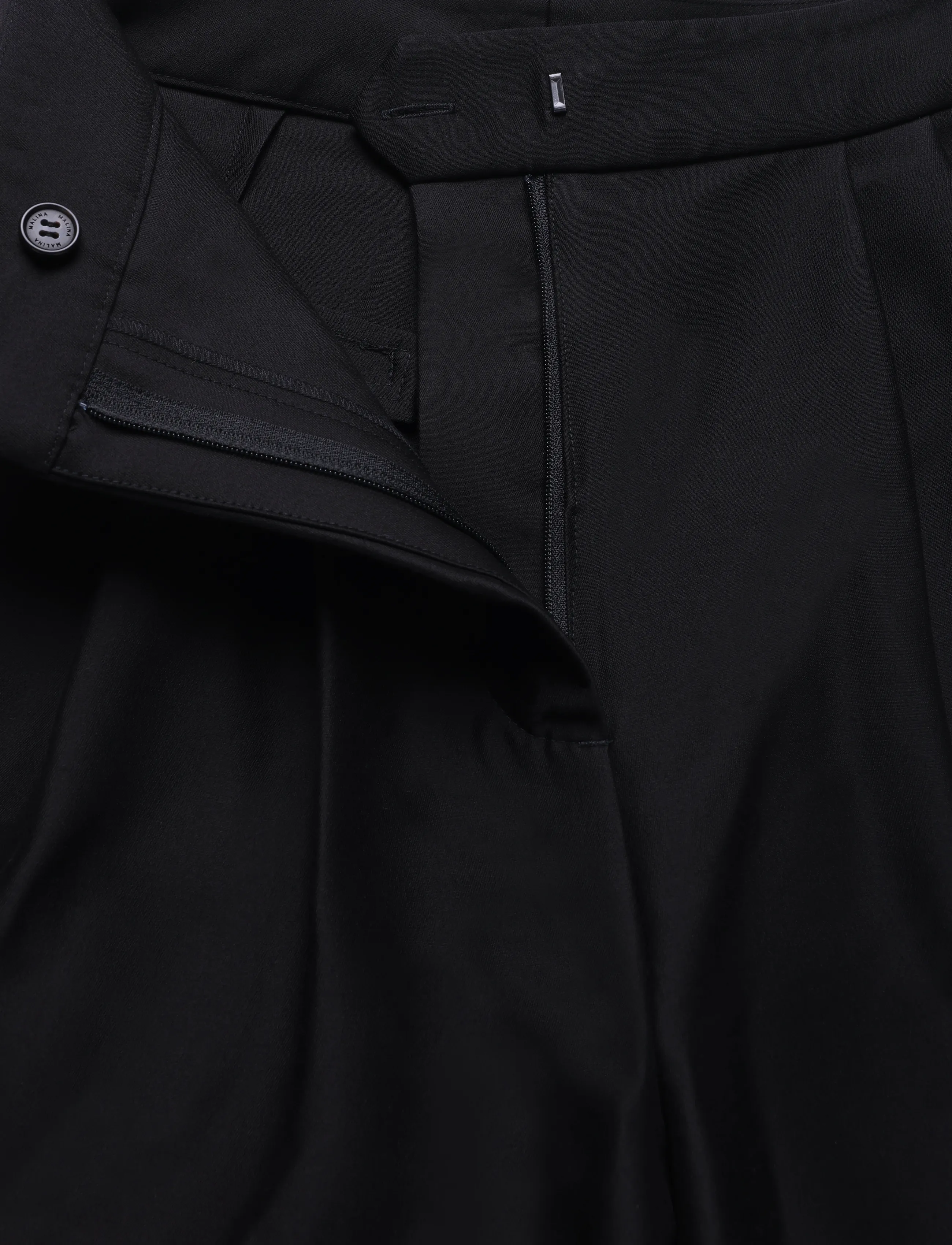 Malina - Smilla Barrel Leg Wool-Silk Trousers - barrelbyxor - black - 5