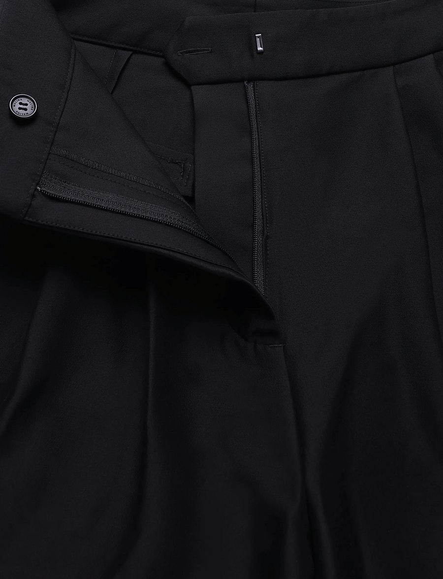 Malina - Smilla Barrel Leg Wool-Silk Trousers - barrelbyxor - black - 5