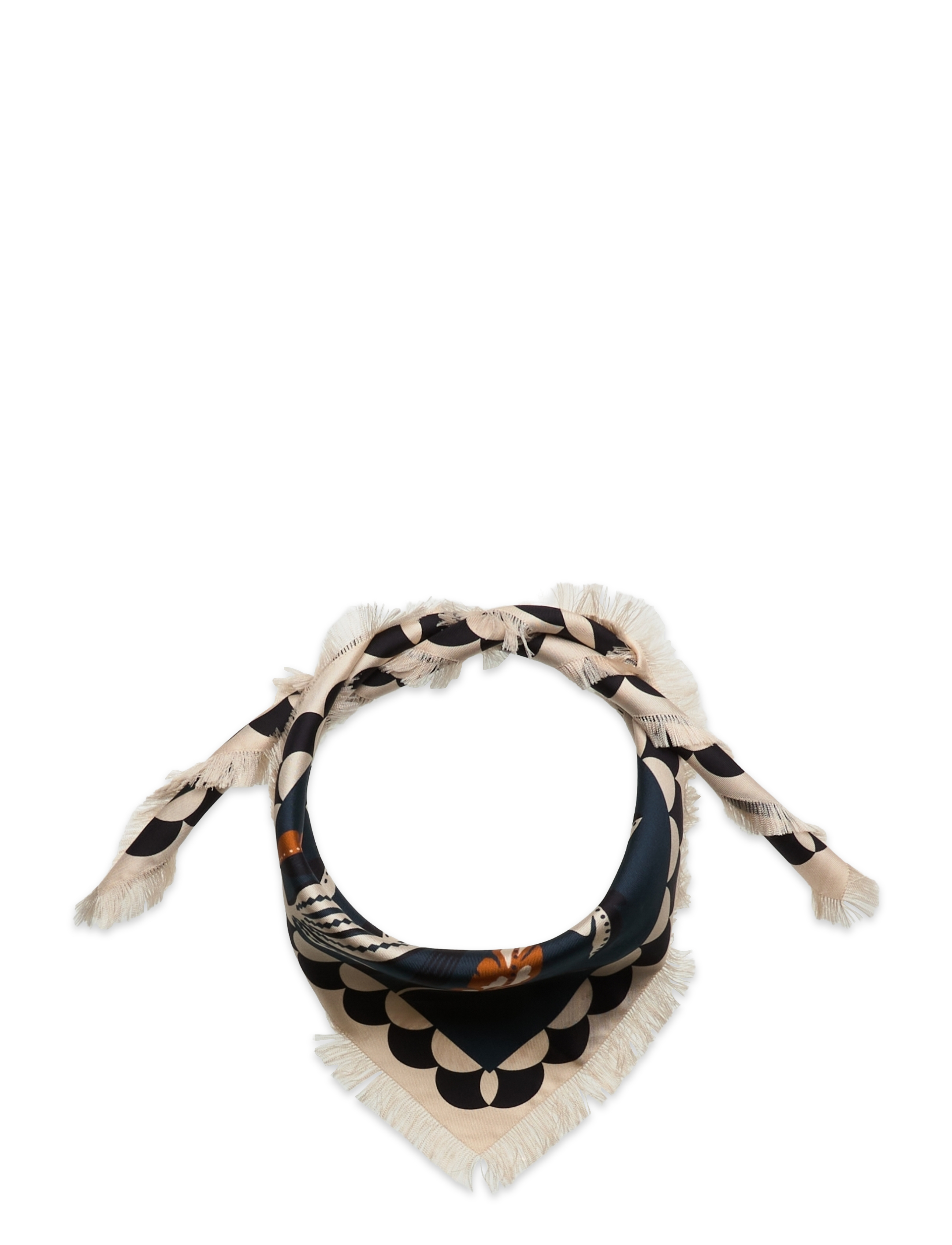 Malina - Silk Twill Fringe scarf 65x65 - desert palm - 1