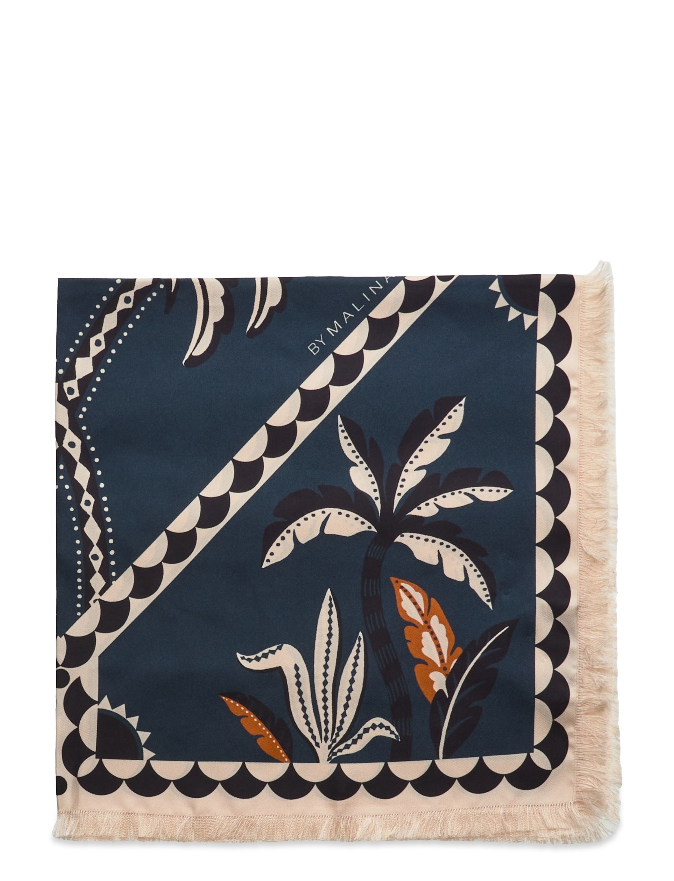 Malina - Silk Twill Fringe scarf 65x65 - desert palm - 2