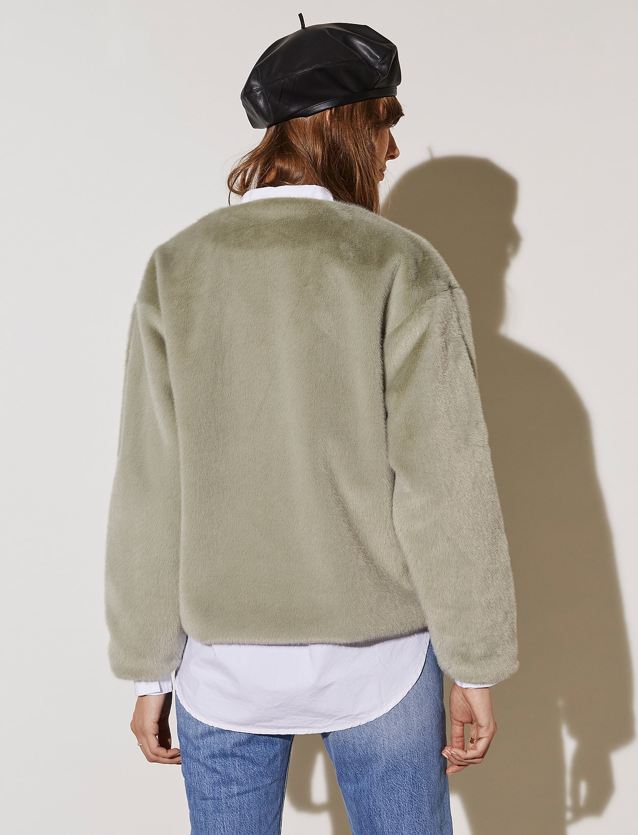 By Malina - Zinna faux fur jacket - pale olive - 3
