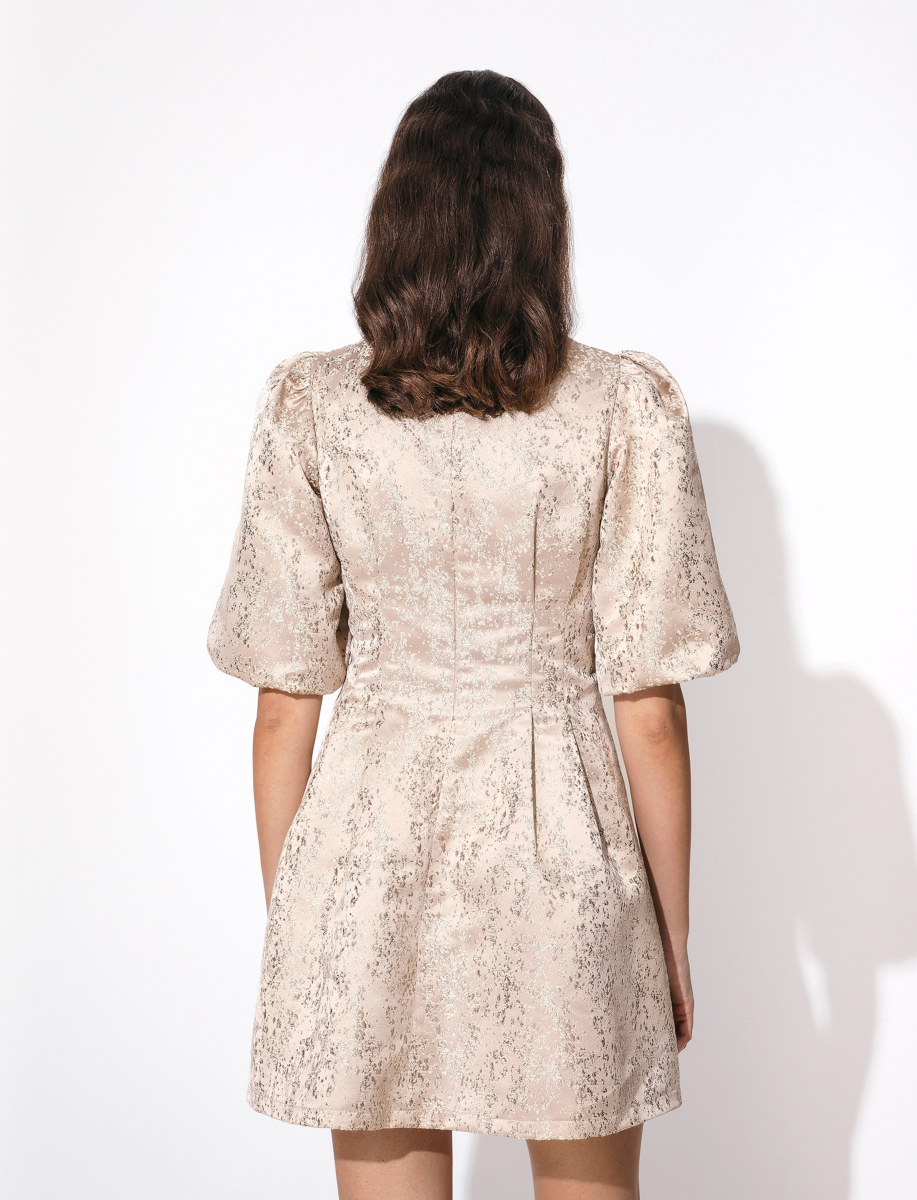 By Malina - Tonia short sleeve mini dress - macadamia metallic - 4
