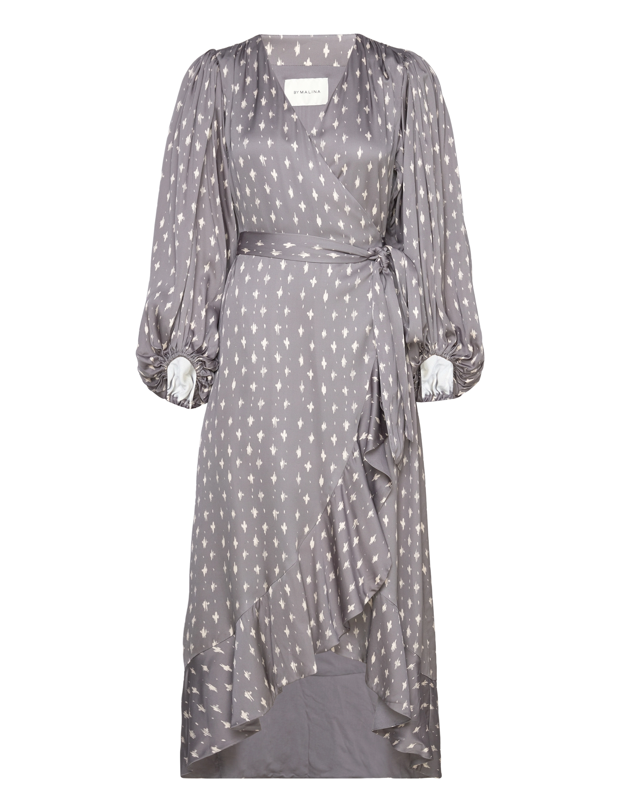 MALINA Blossom Printed Wrap Midi Kleid Grau - XS - Damen