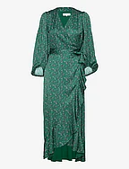 Blossom printed wrap midi dress - GREEN LEO
