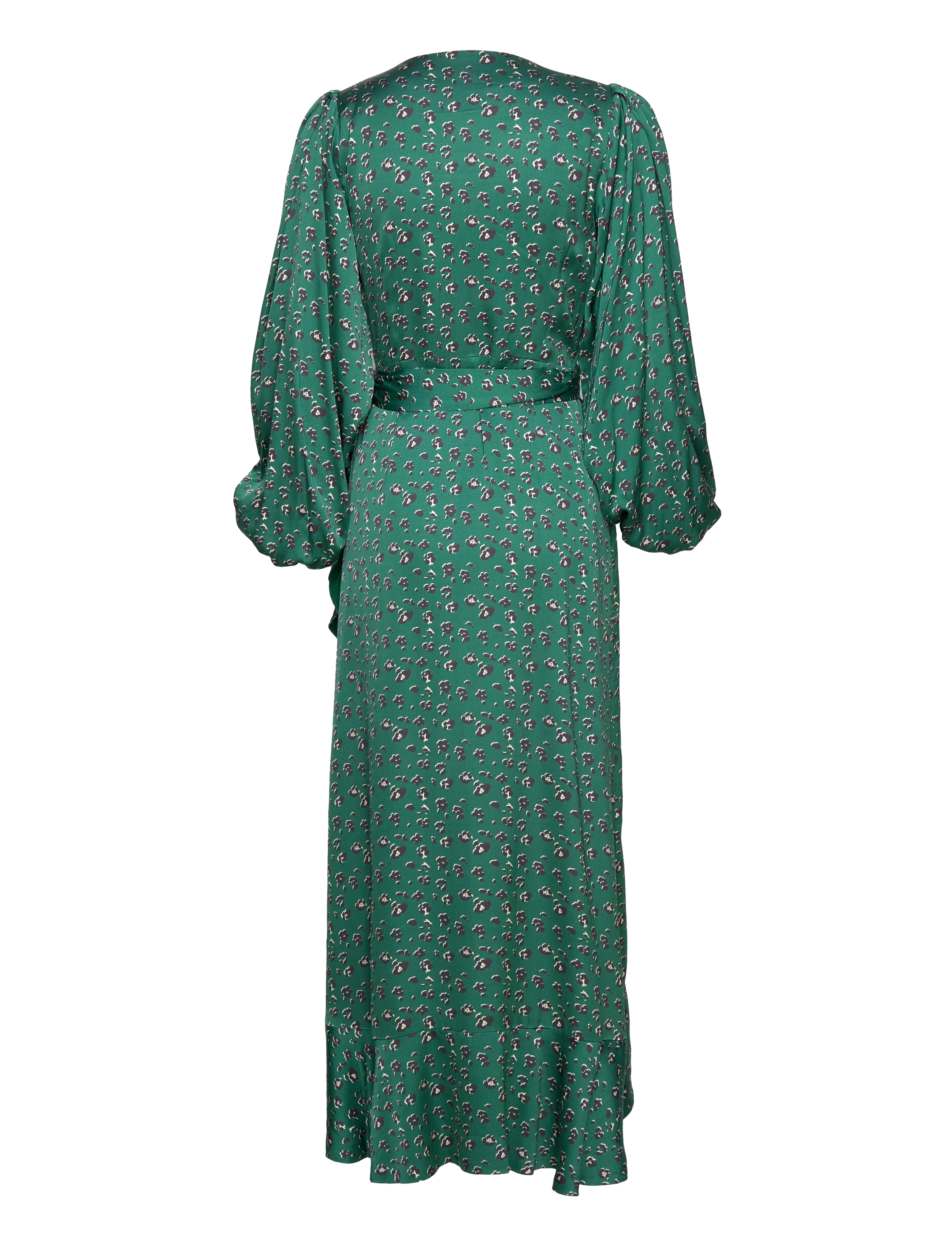 Malina - Blossom printed wrap midi dress - green leo - 2