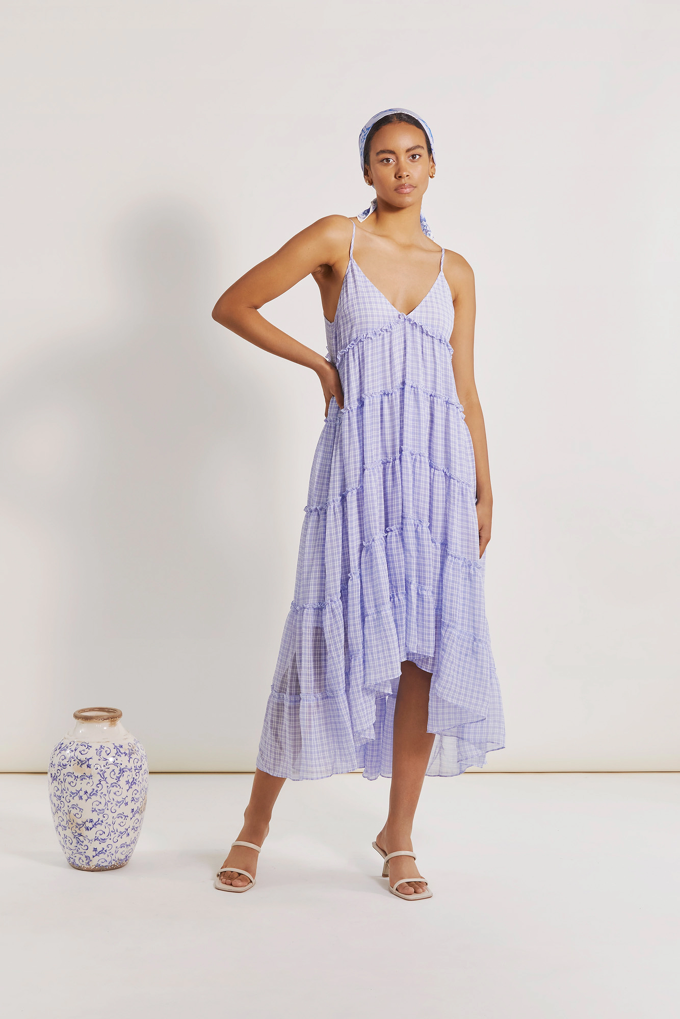 By Malina - Angela dress - azure check - 2