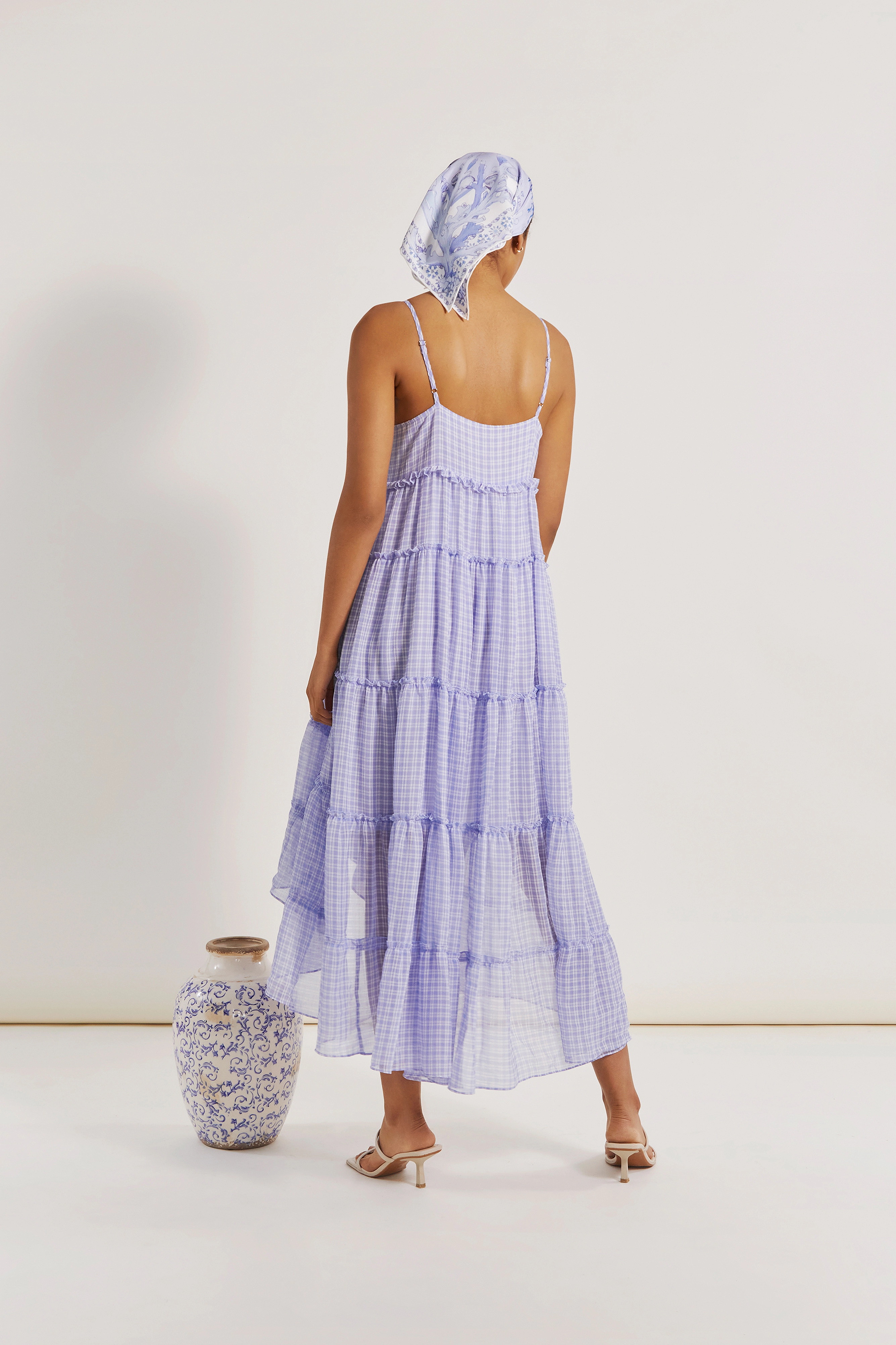 By Malina - Angela dress - azure check - 3