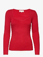 Tulip ribbed knitted top - BERRY RED