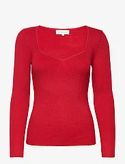 Malina - Tulip ribbed knitted top - strikkegensere - berry red - 0