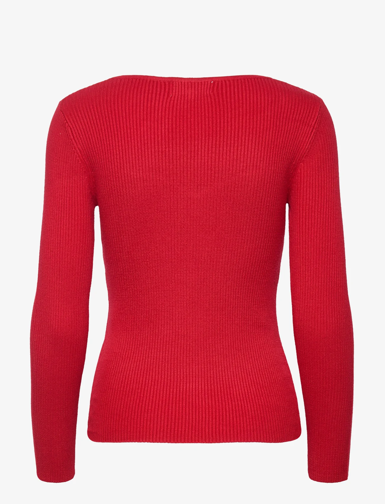 Malina - Tulip ribbed knitted top - strikkegensere - berry red - 1