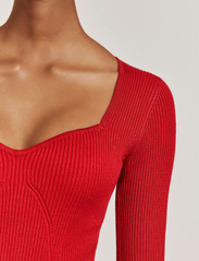 Malina - Tulip ribbed knitted top - neulepuserot - berry red - 4