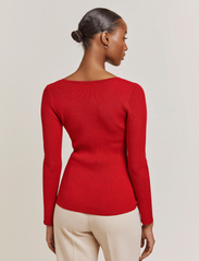 Malina - Tulip ribbed knitted top - jumpers - berry red - 5