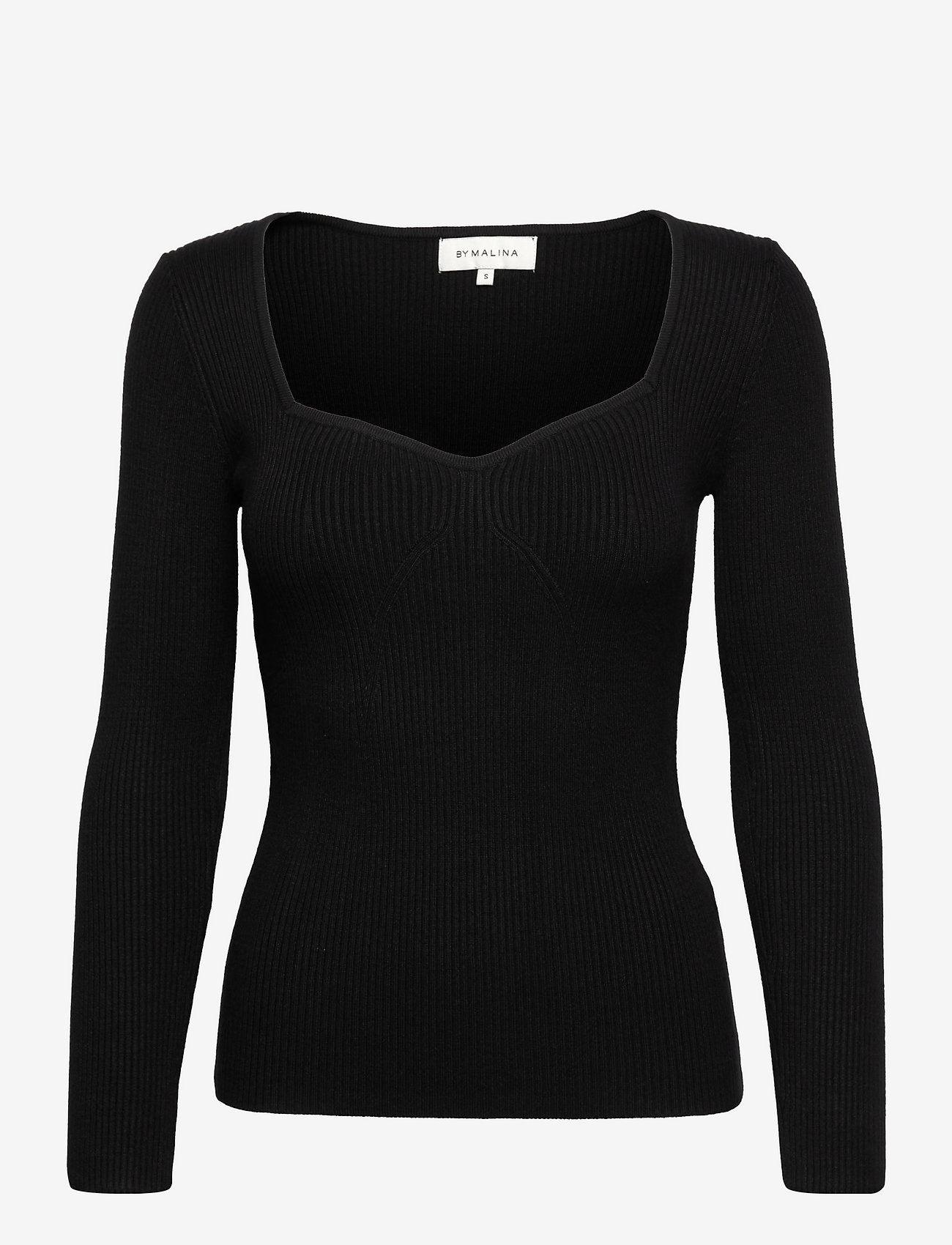 Malina - Tulip ribbed knitted top - trøjer - black - 0