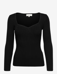 Malina - Tulip ribbed knitted top - jumpers - black - 0