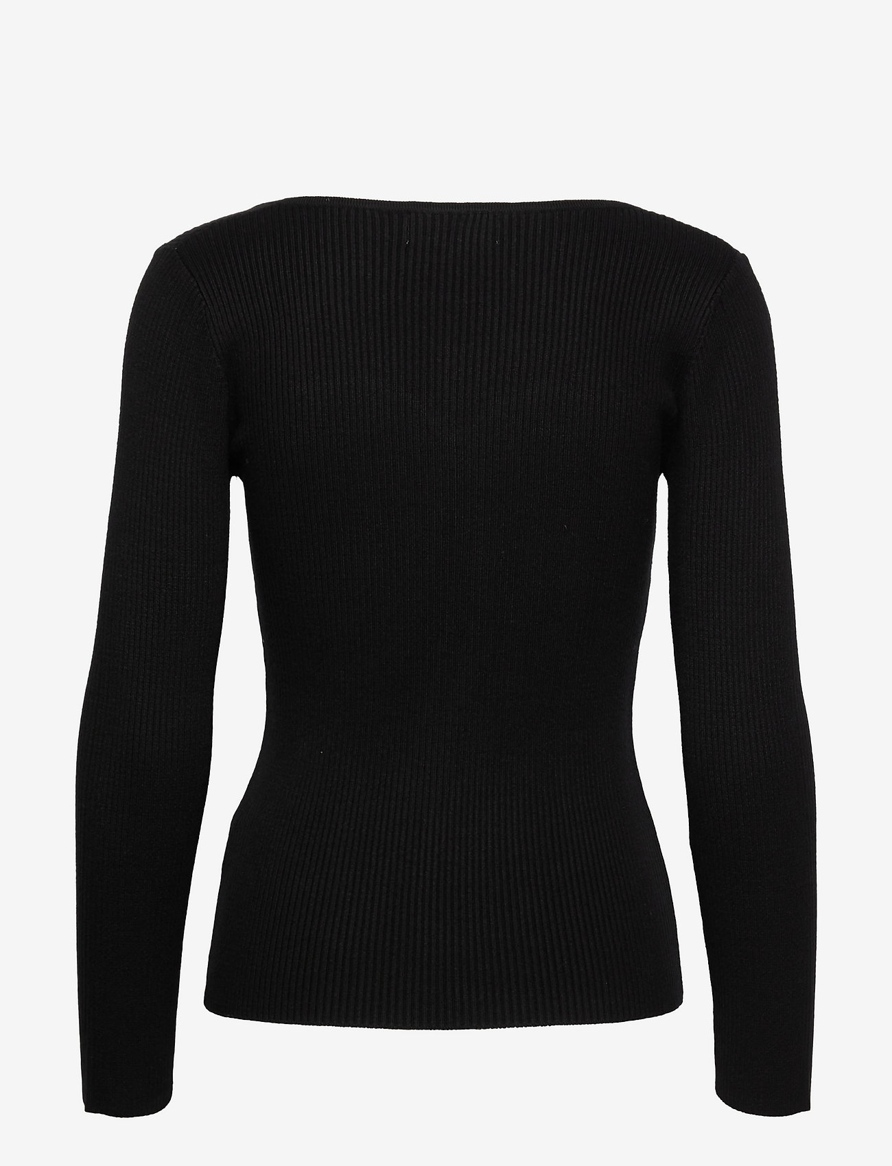 Malina - Tulip ribbed knitted top - swetry - black - 1