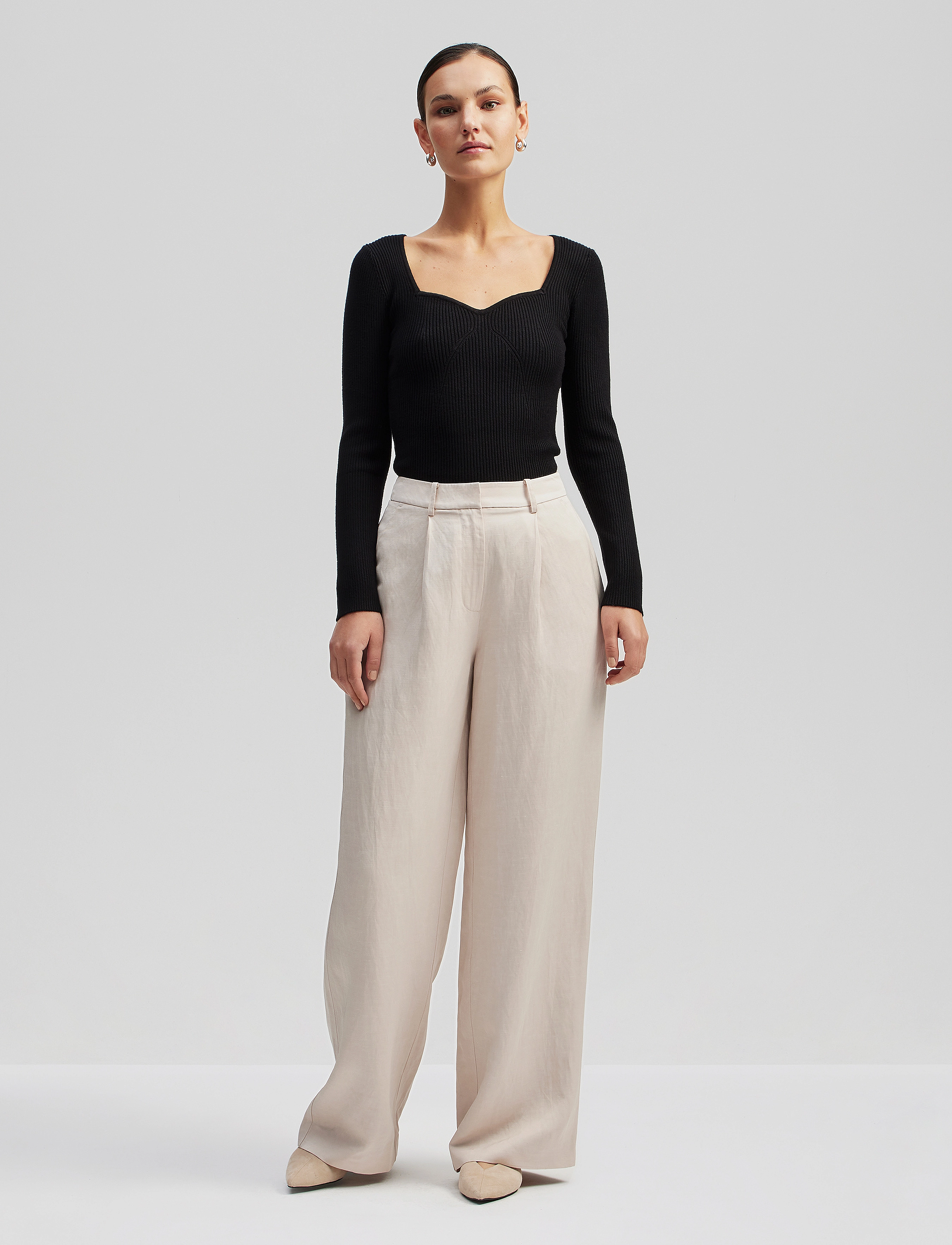 Malina - Tulip ribbed knitted top - pullover - black - 4