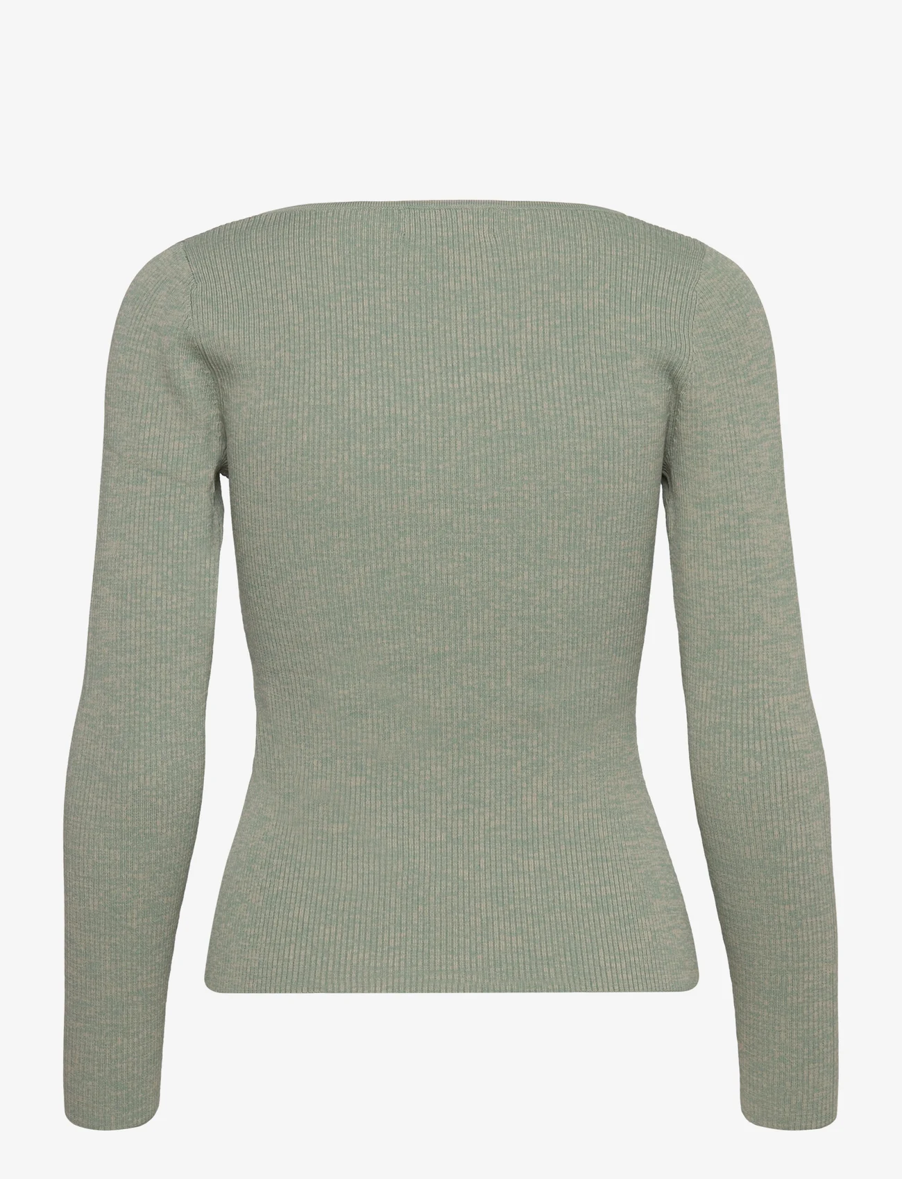 Malina - Tulip ribbed knitted top - swetry - seafoam melange - 1